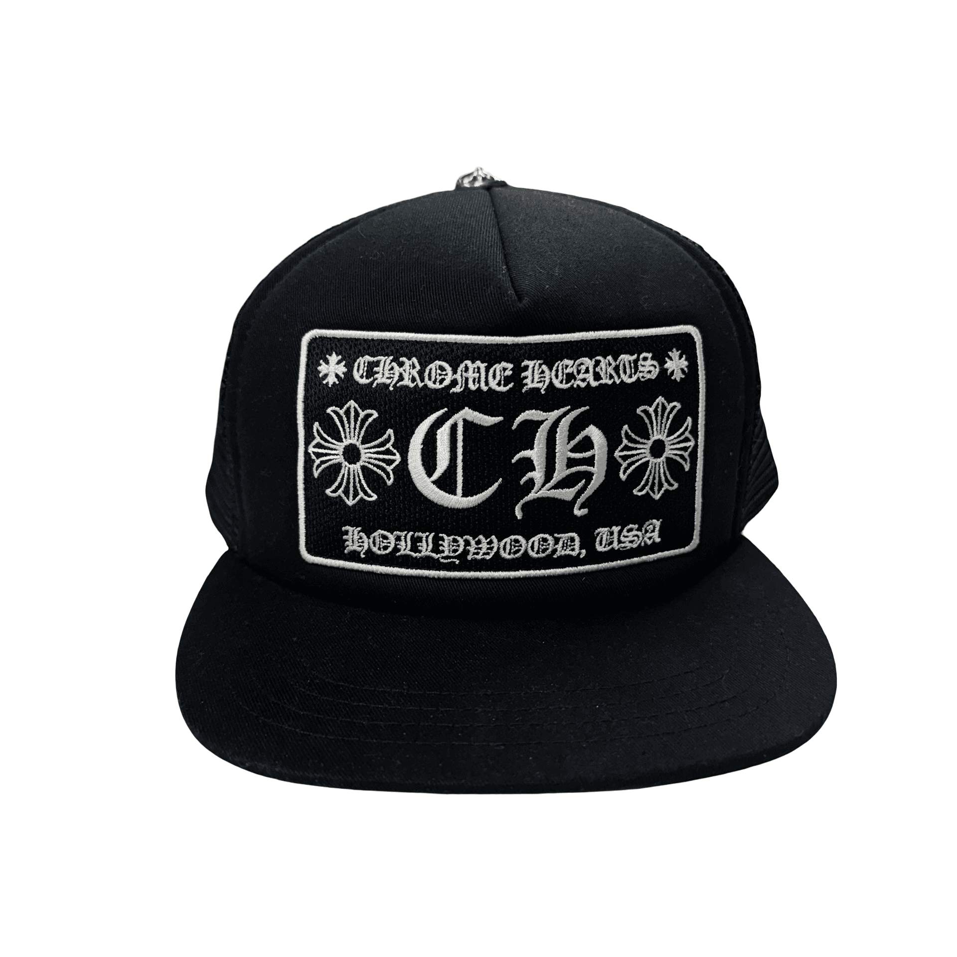 Chrome Hearts CH Hollywood USA Trucker Hat Black