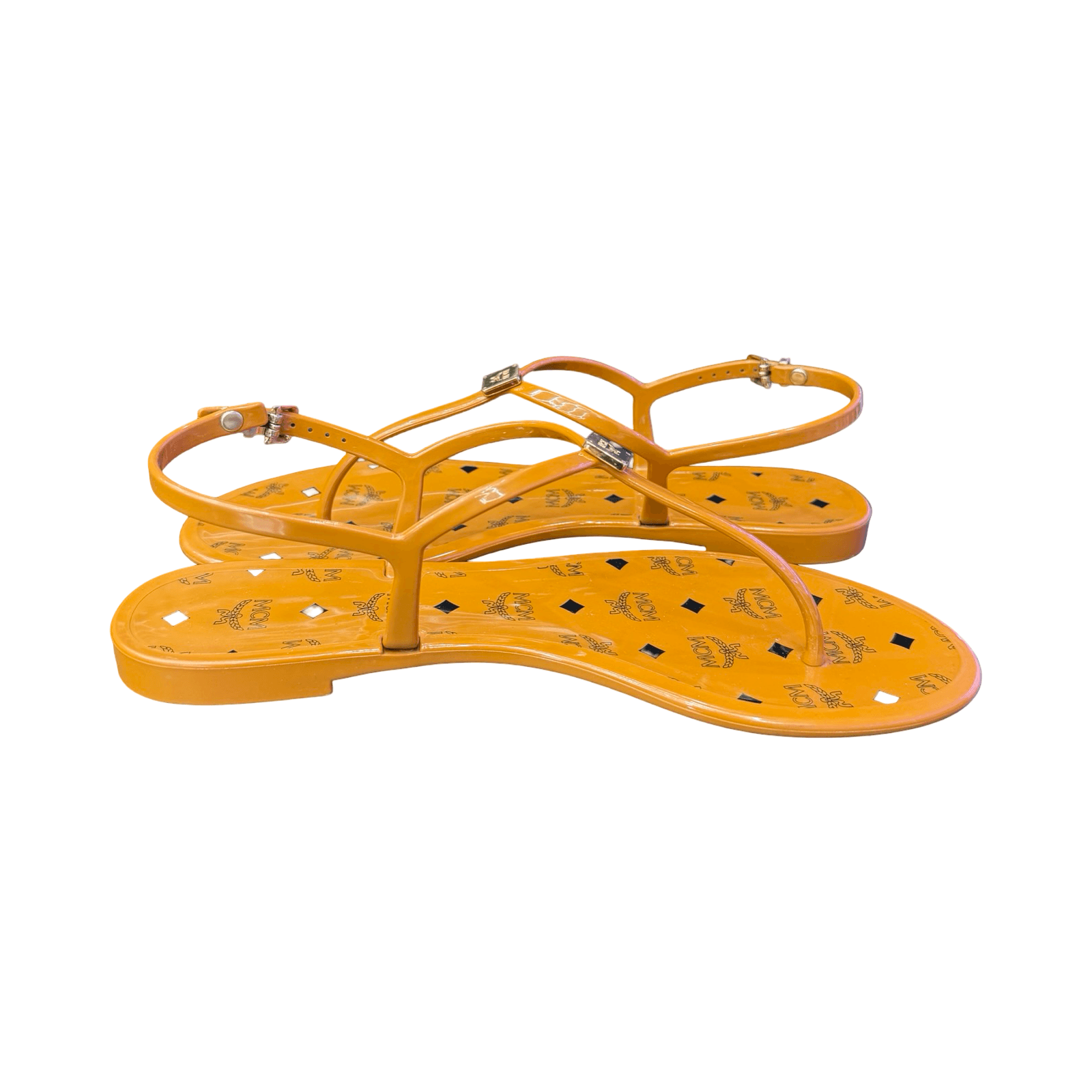 Mcm Monogram Jelly Sandals Beige