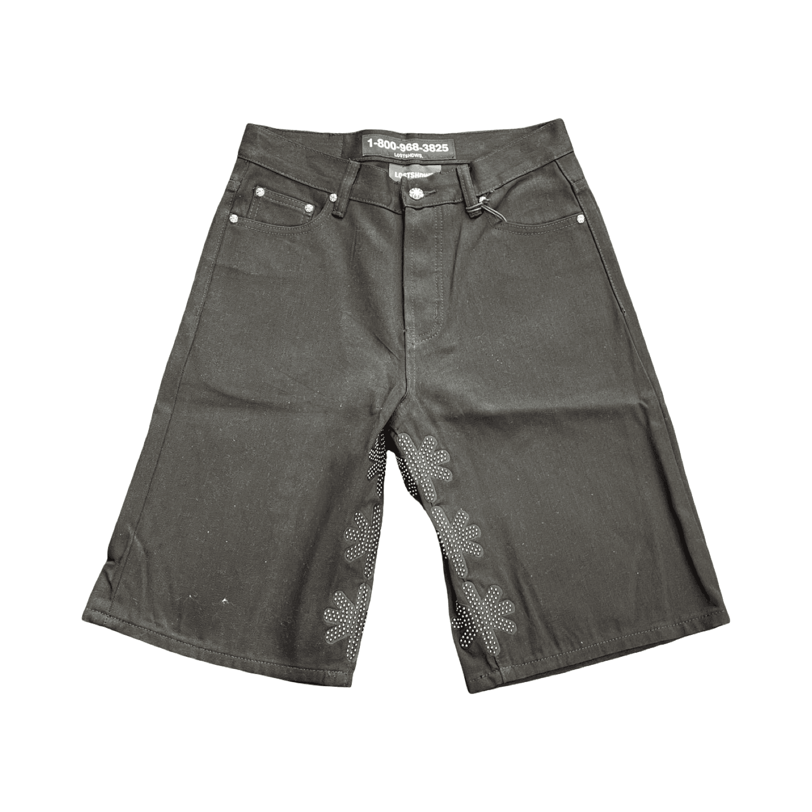 Lost SHDWS Studded Denim Shorts Black