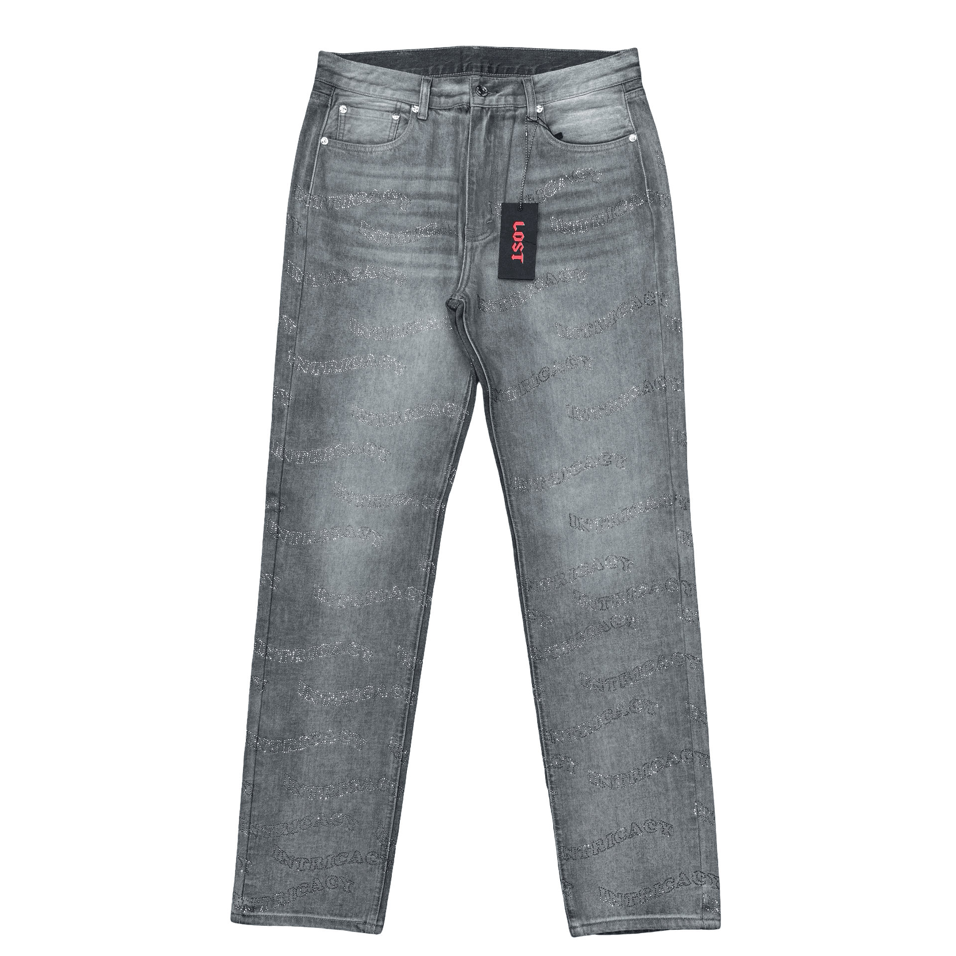 Lost Intricacy Rhinestone Denim Jeans Grey — photo 1 of 2