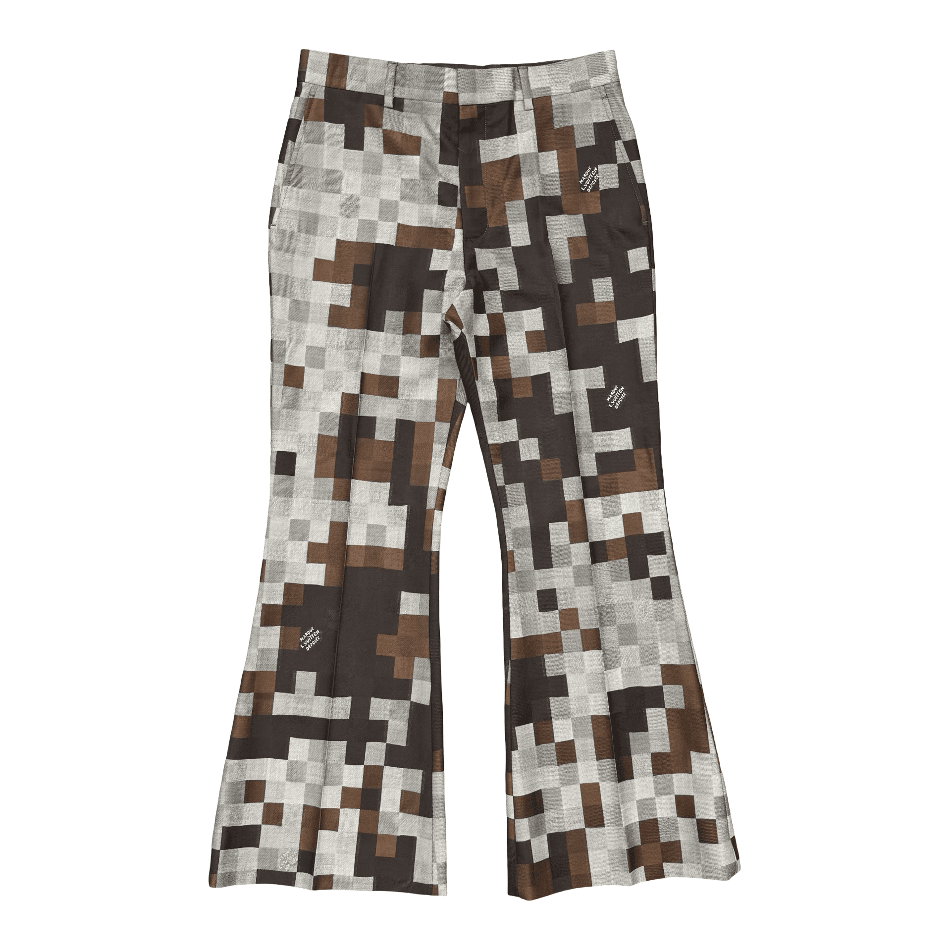 LV Silk and Wool Blend Flared Trousers Damoflage