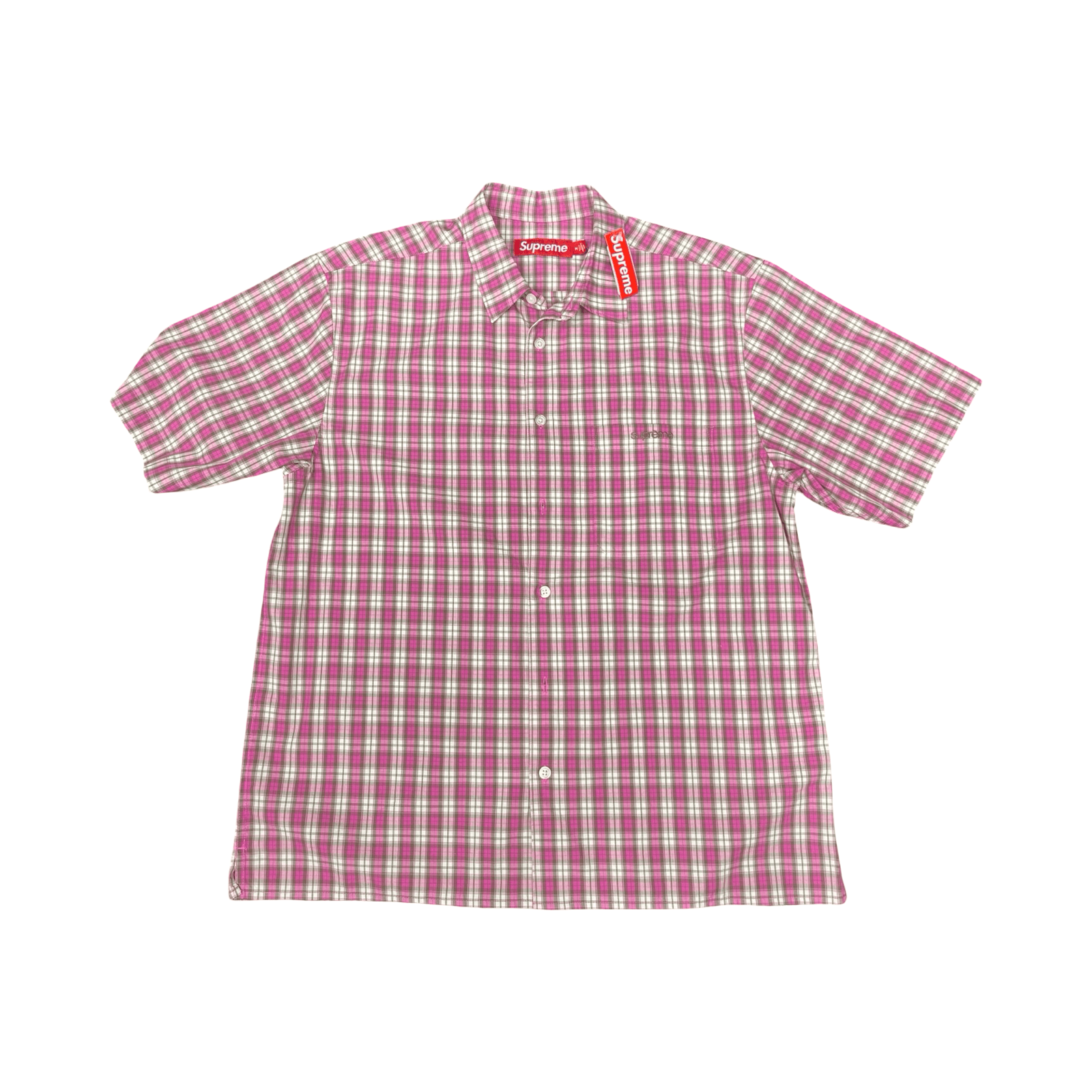 SS25 Supreme Mini Plaid S/S Shirt Pink — photo 1 of 2