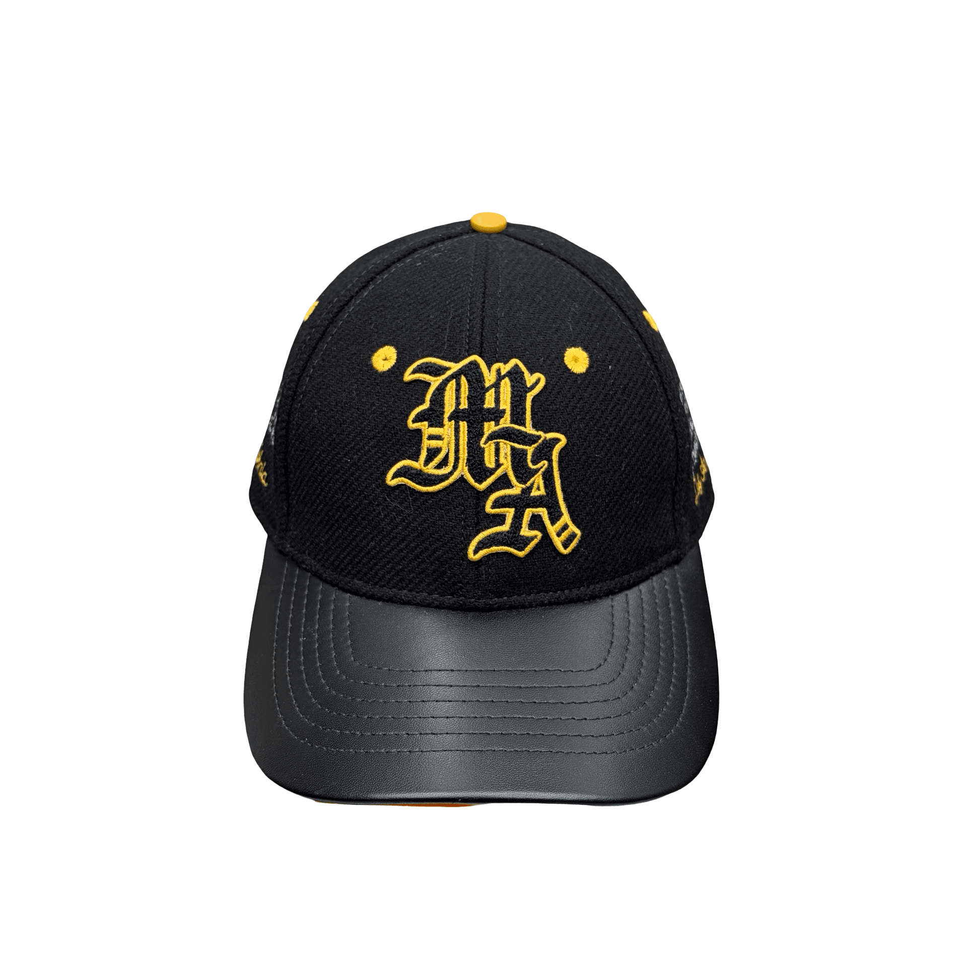 Amiri MA Logo Varsity Wool Blend Baseball Cap Black Yellow — photo 1 of 5