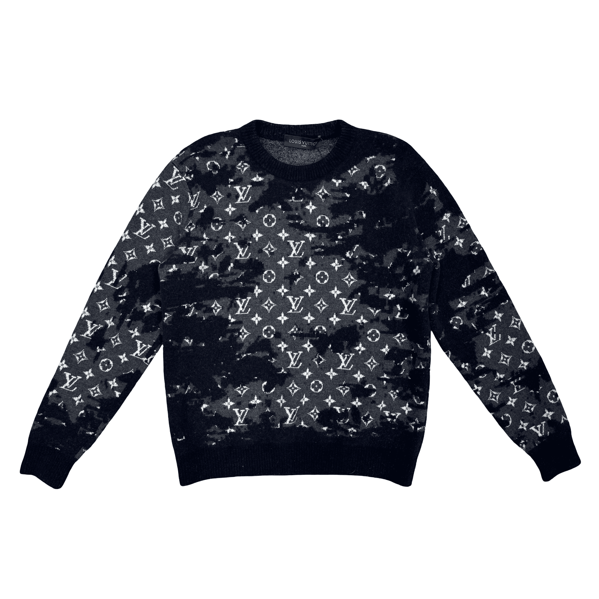Louis Vuitton Distressed Flock Monogram Crewneck Navy Gray — photo 1 of 2