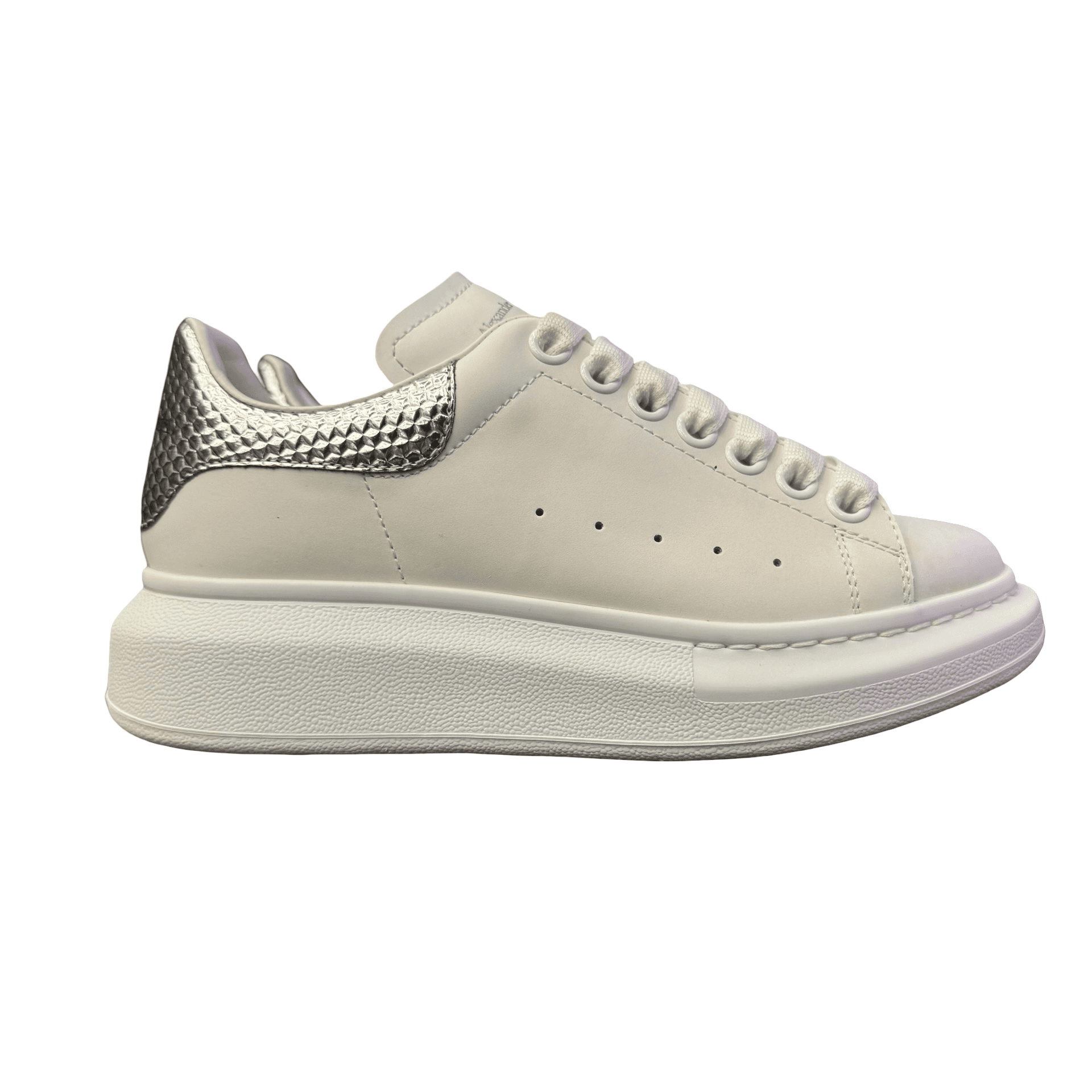 Alexander McQueen Oversized White Silver Croc