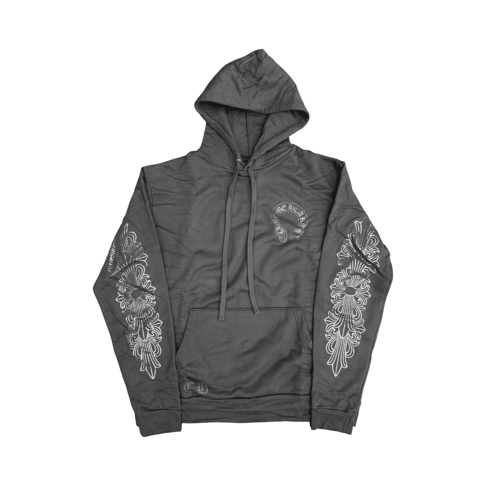 Chrome Hearts Charcoal Grey Horseshoe Floral Pullover Hoodie — photo 1 of 2