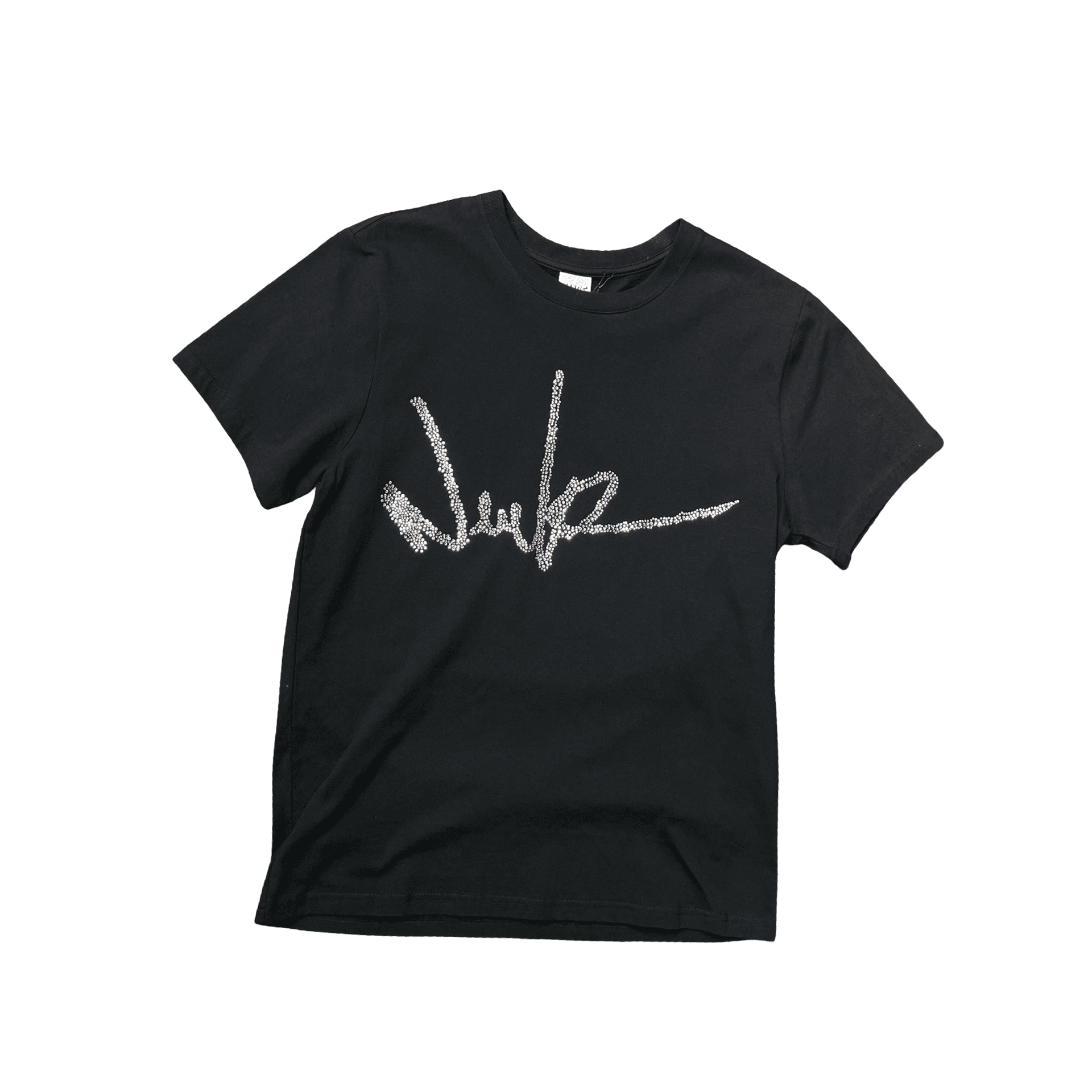 New Yrrk Black T-Shirt Scattered Center Logo Inridescent Crystals — photo 1 of 2