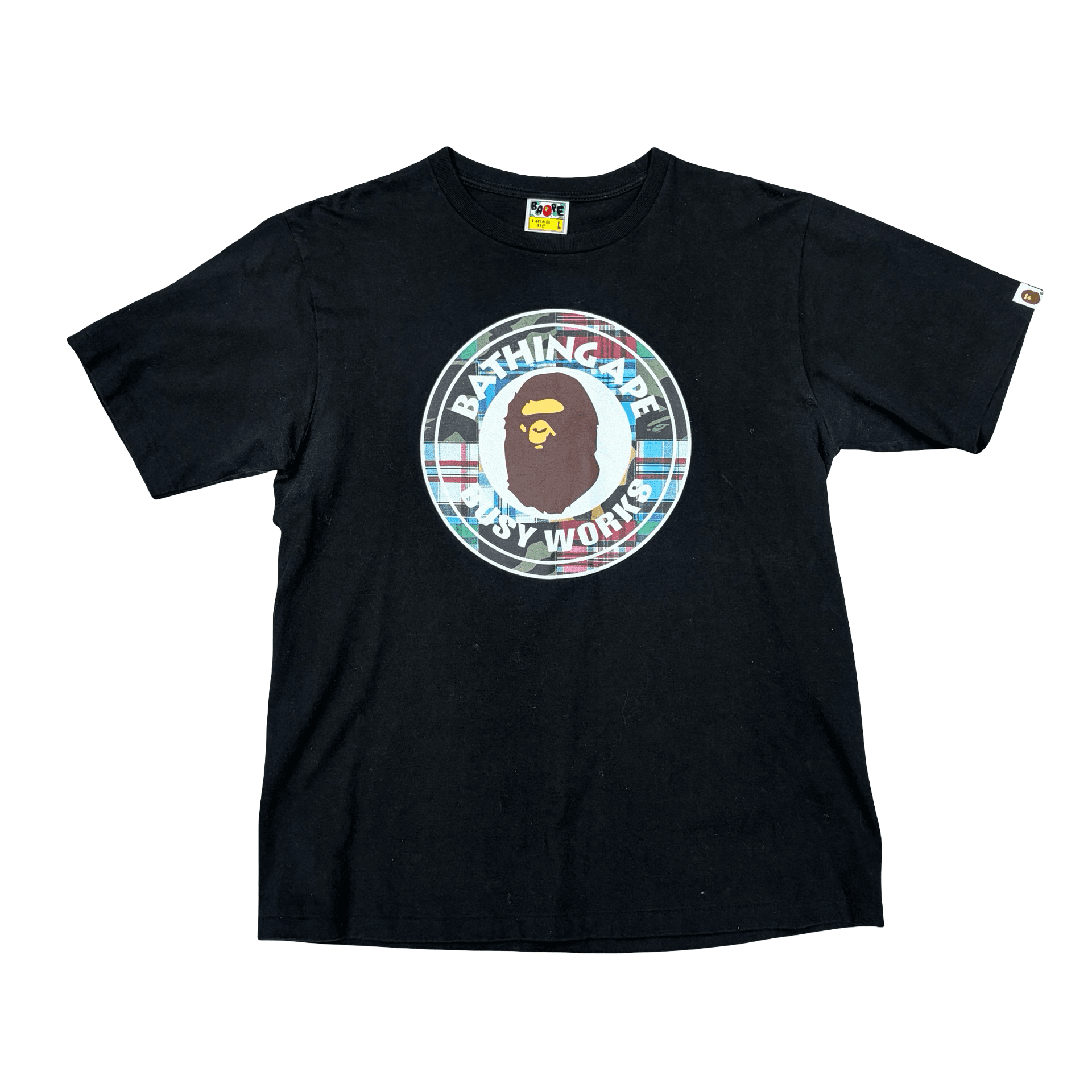 BAPE ABC Plaid Crazy Busy Works Tee Black — photo 1 of 2
