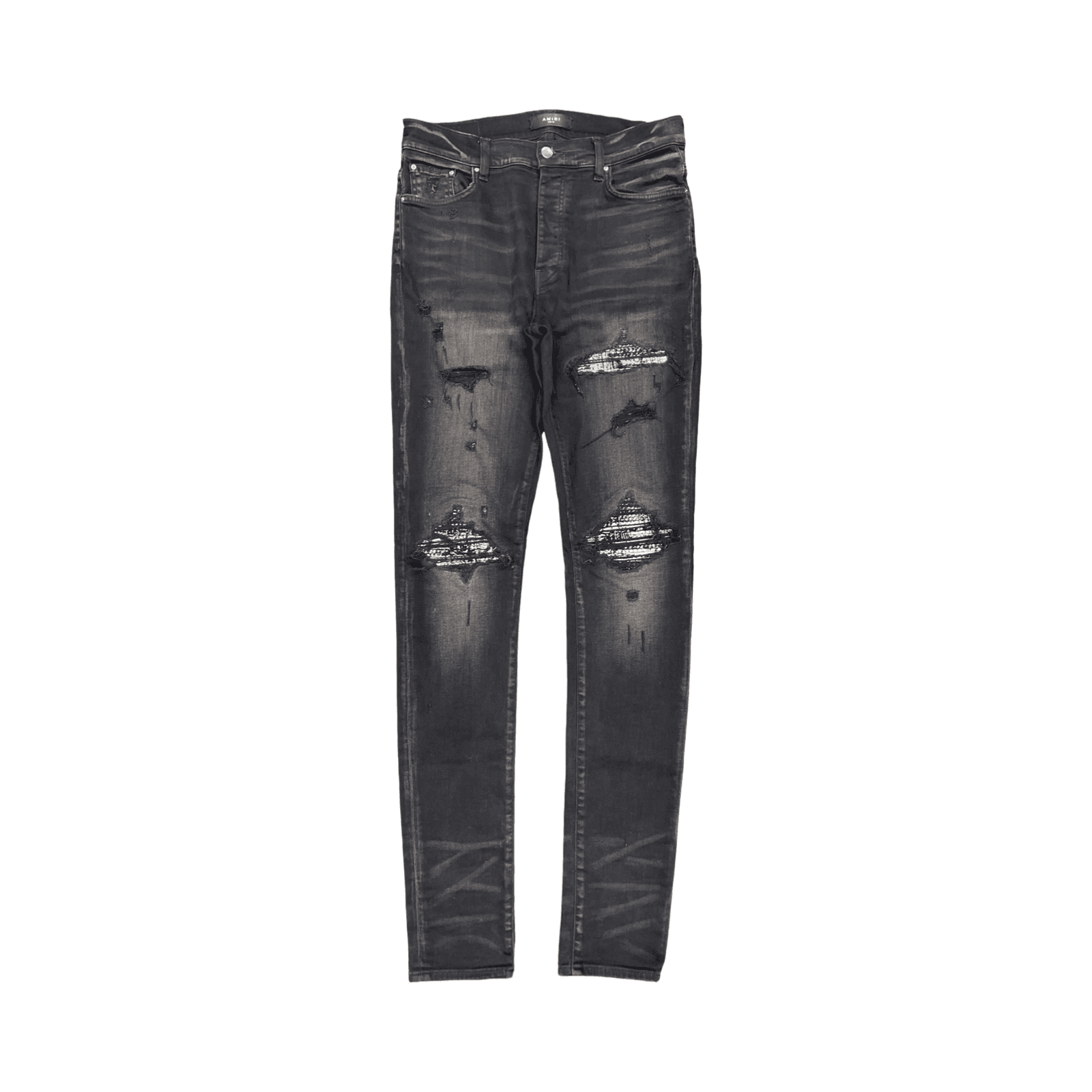 Amiri MX1 Black Denim Zebra Patch Jeans — photo 1 of 2