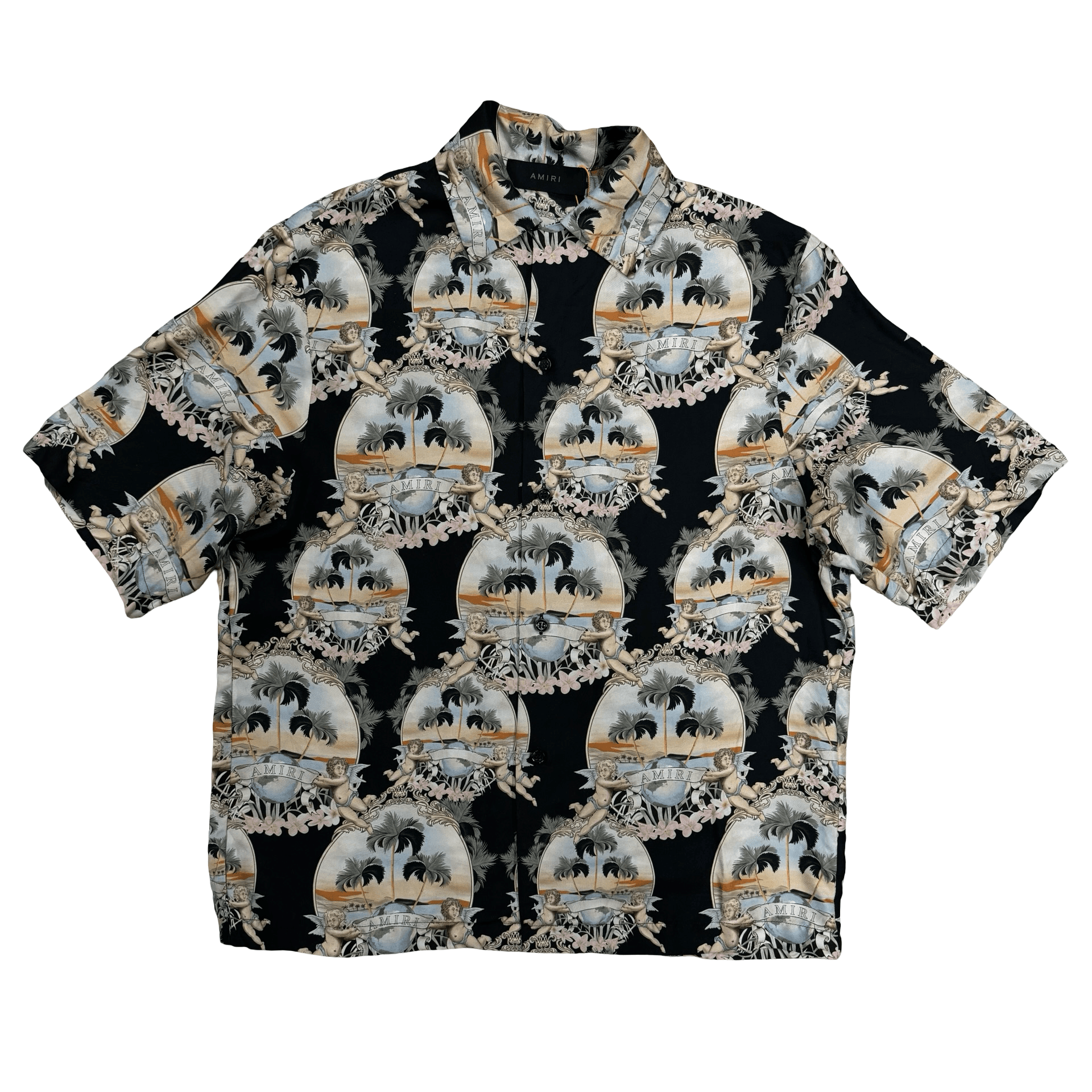 Amiri All Over Palm Bowling Shirt Black — photo 1 of 2
