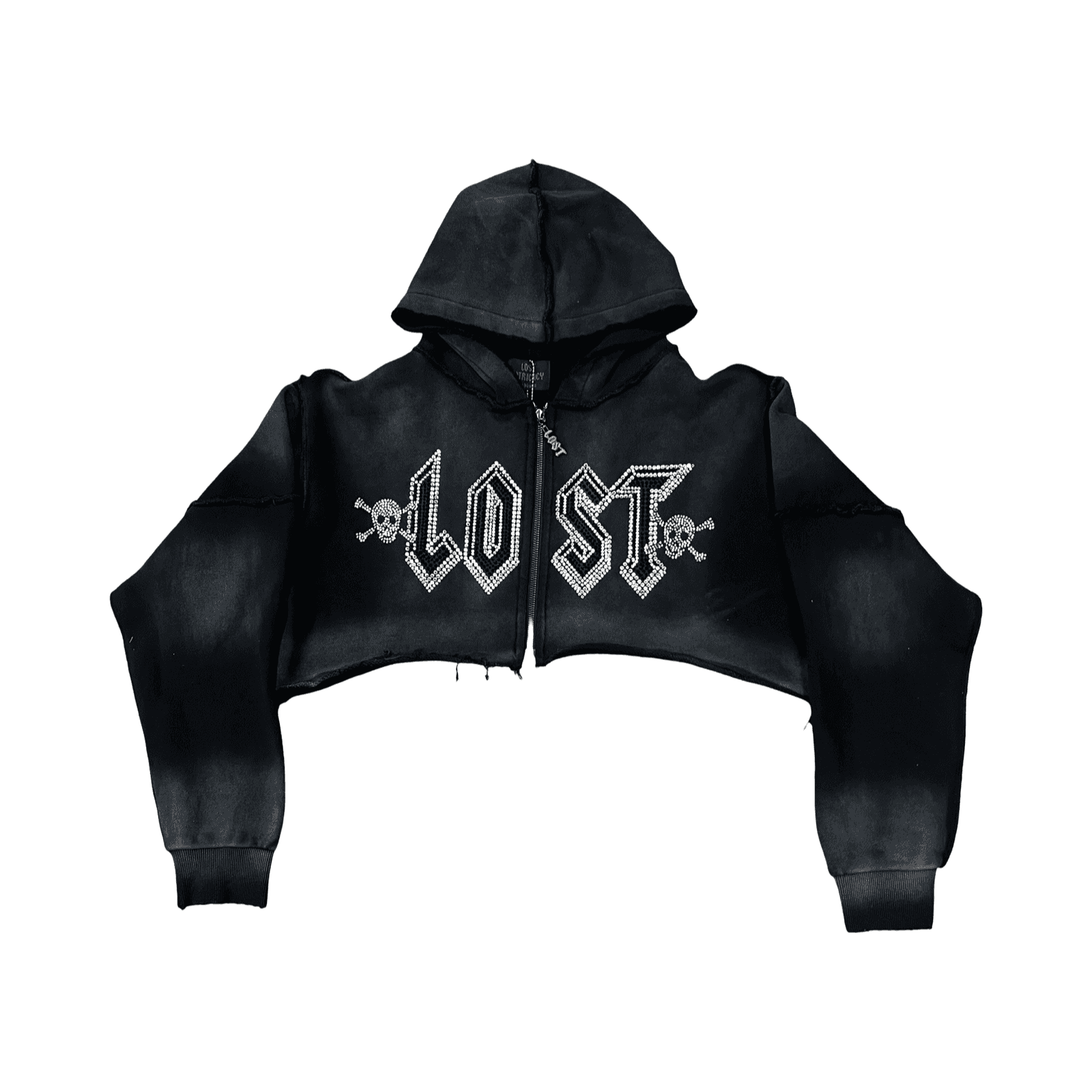Lost Intricacy Crop Zip Up Hoodie Black — photo 1 of 2