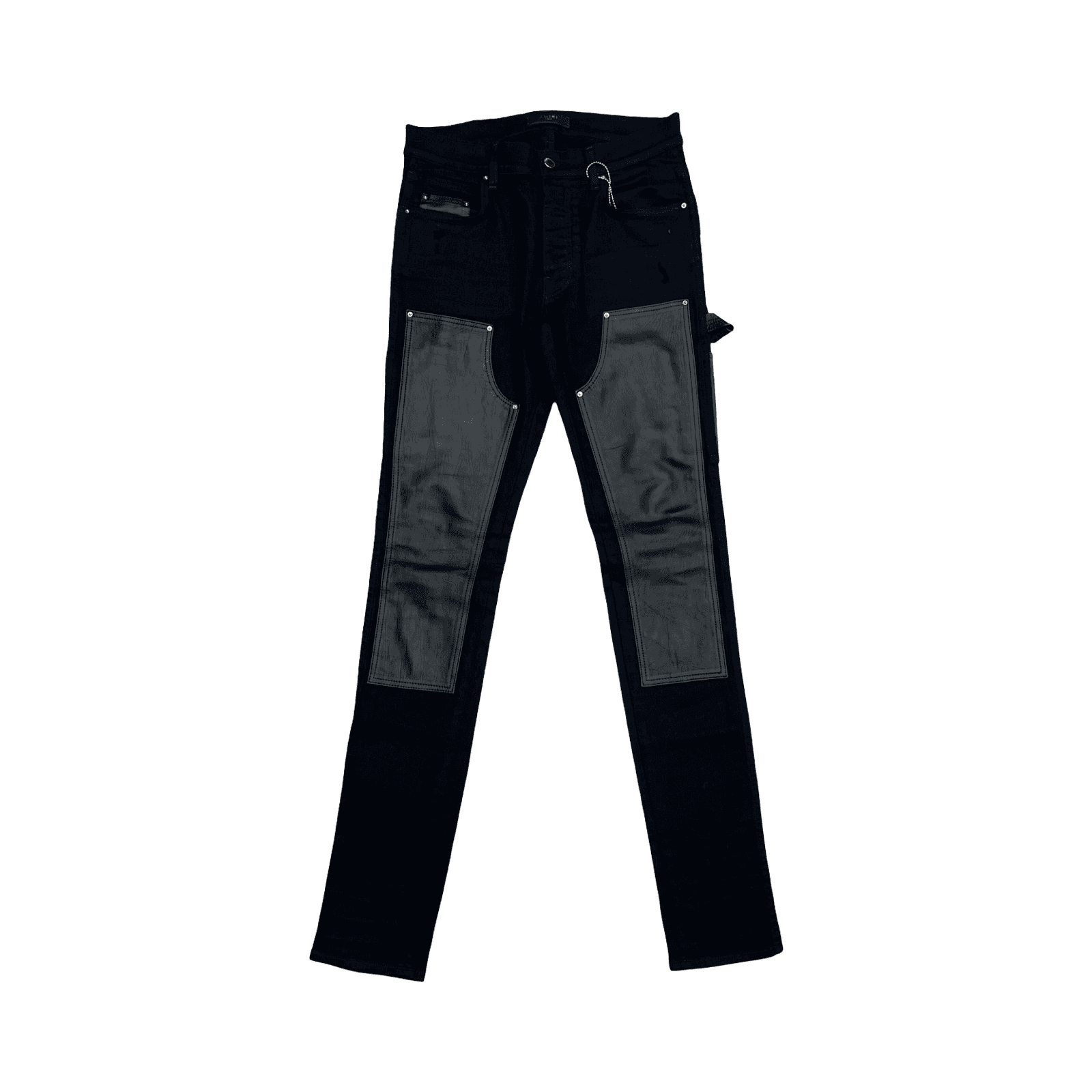 Amiri Black Denim Leather Workman Jeans — photo 1 of 2
