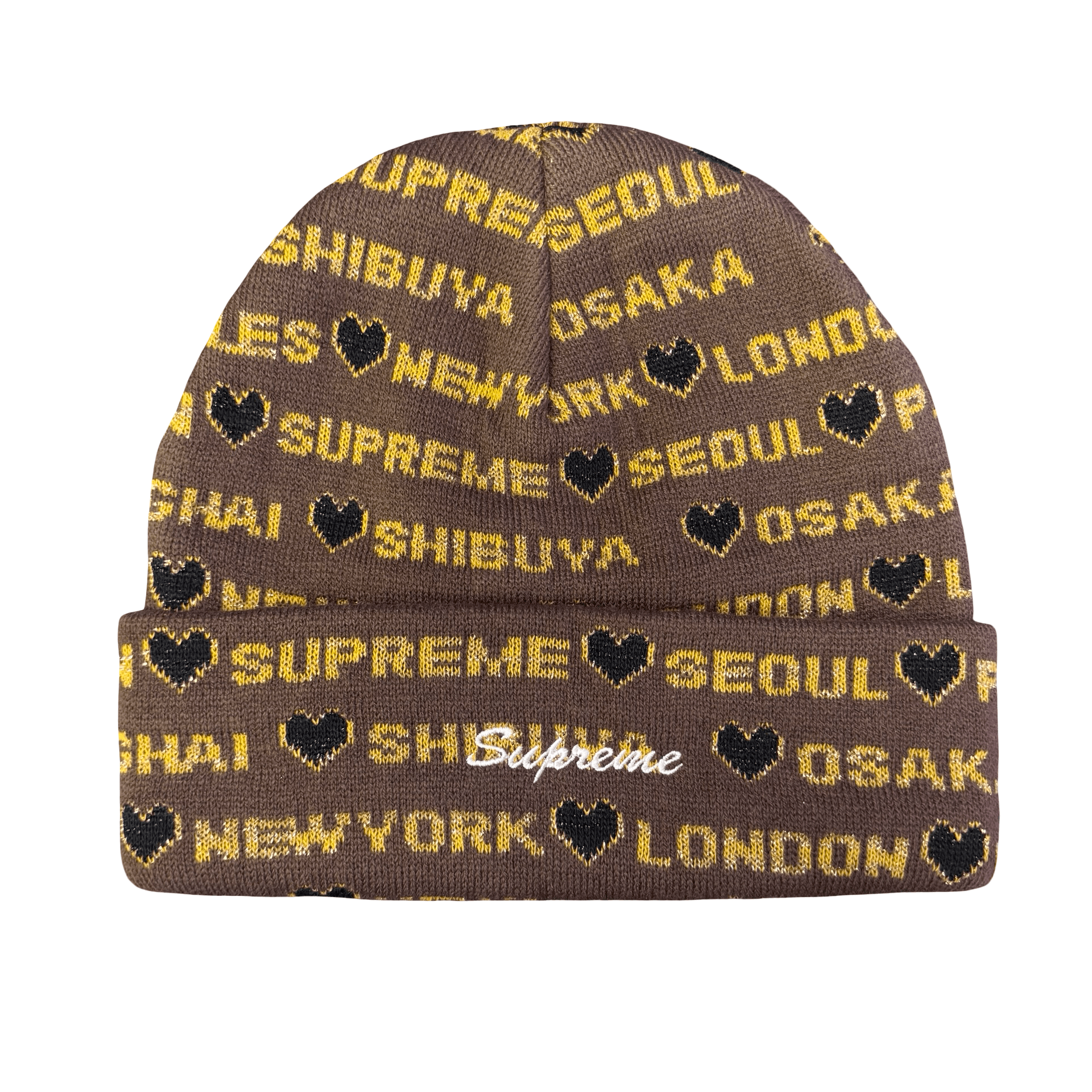 FW24 Supreme Hearts Beanie Brown