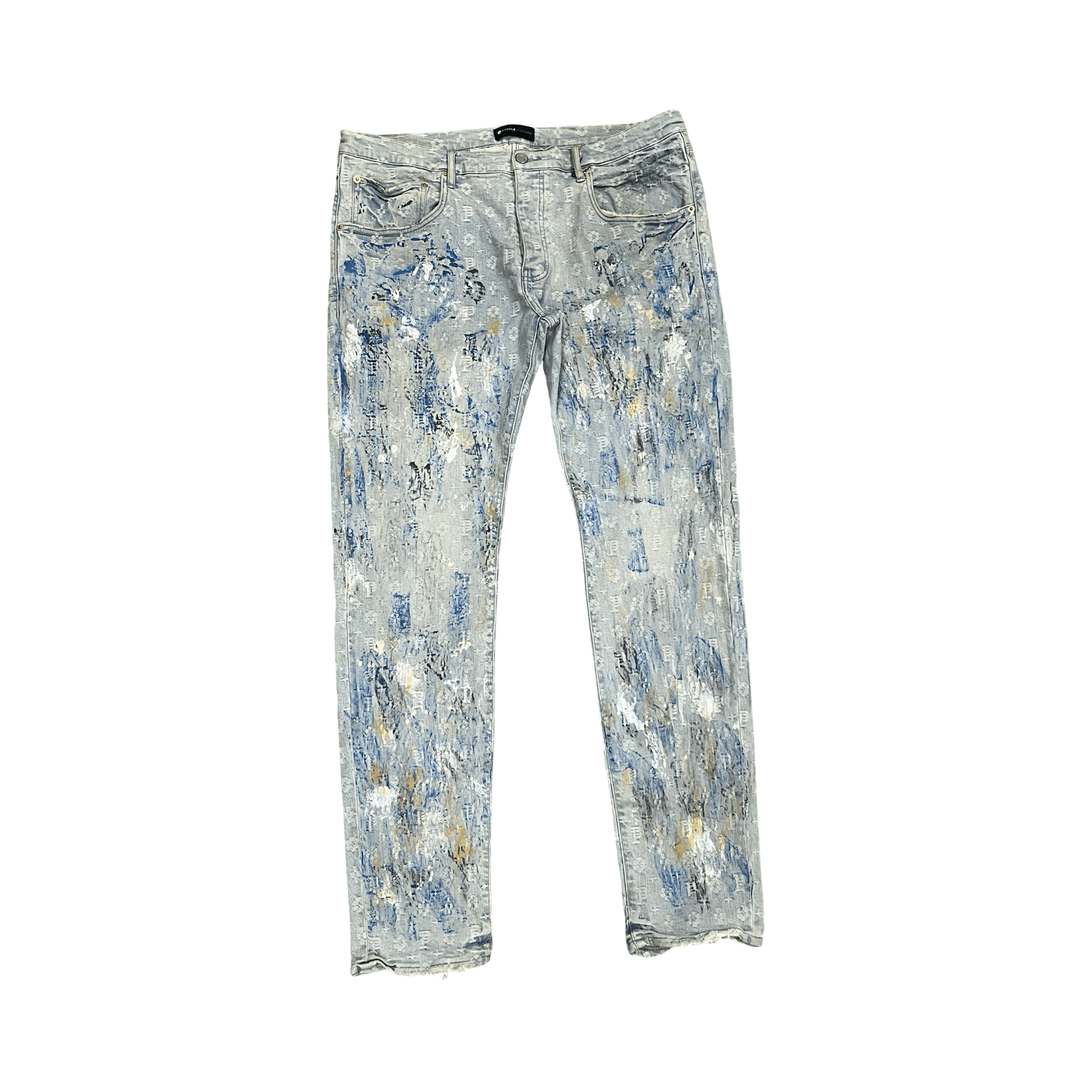 Purple Brand Paint Over Jacquard Monogram Jeans Light Wash — photo 1 of 2