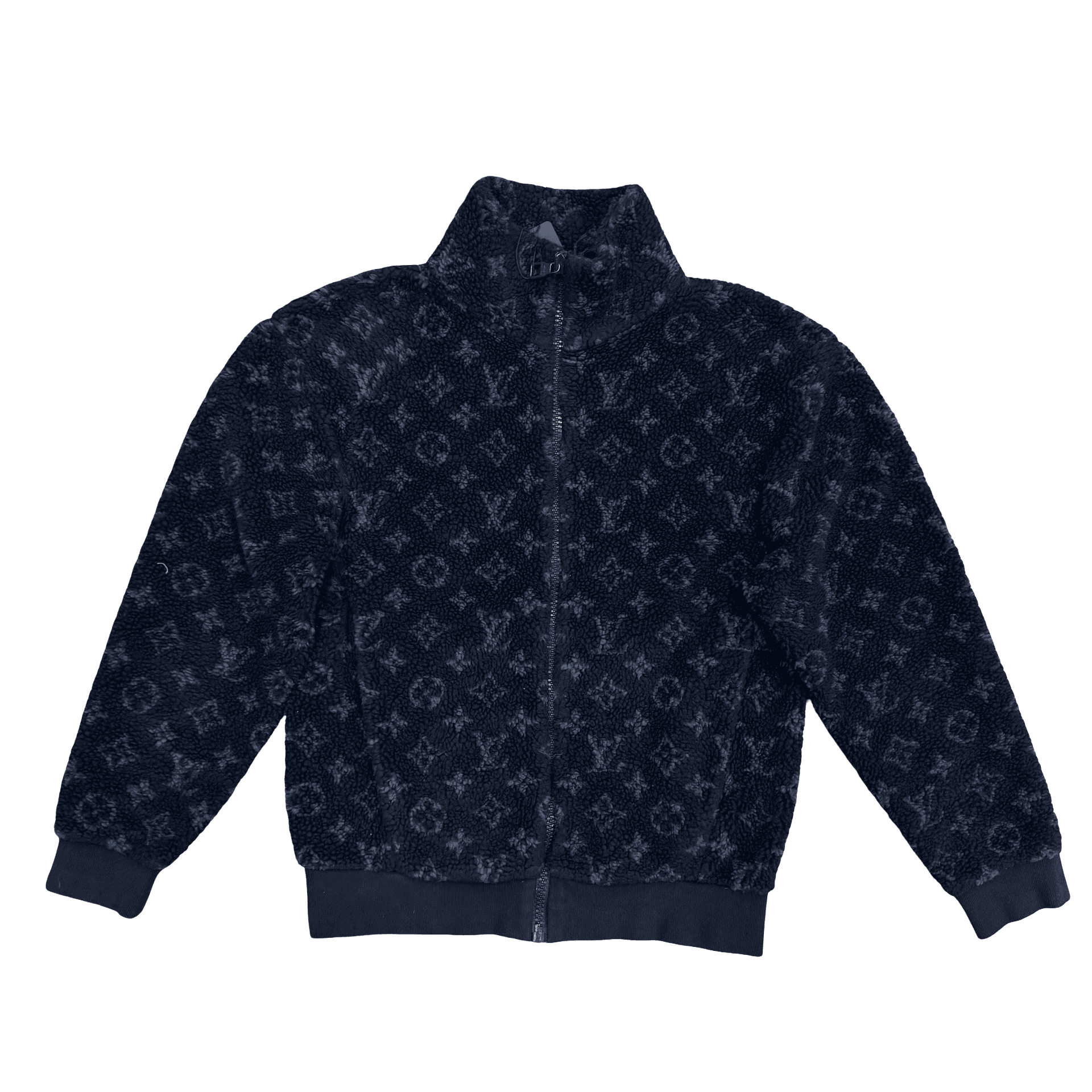 LV Monogram Jacquard Fleece Zip Up Jacket Blue — photo 1 of 2