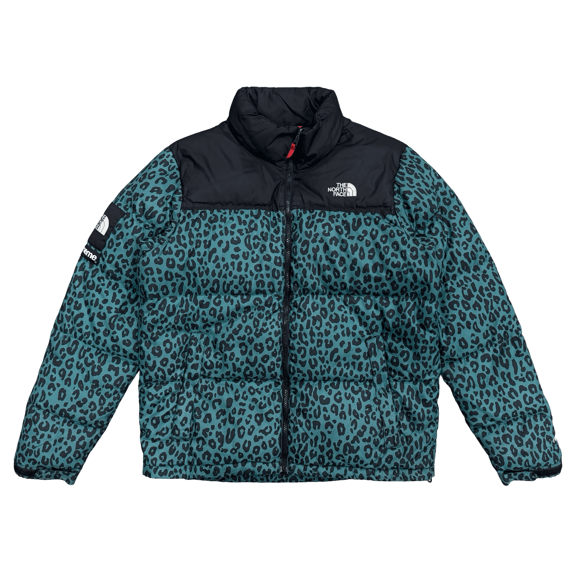Supreme x TNF Leopard Nuptse Jacket Green — photo 1 of 2