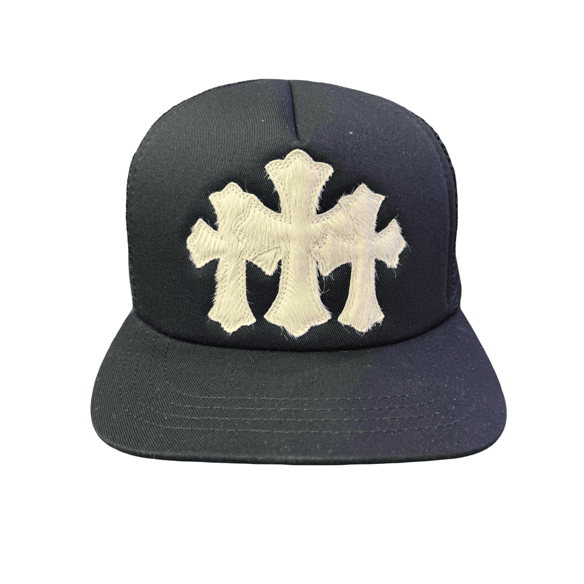 Chrome Hearts White Cemetery Cross CH Trucker Hat Black