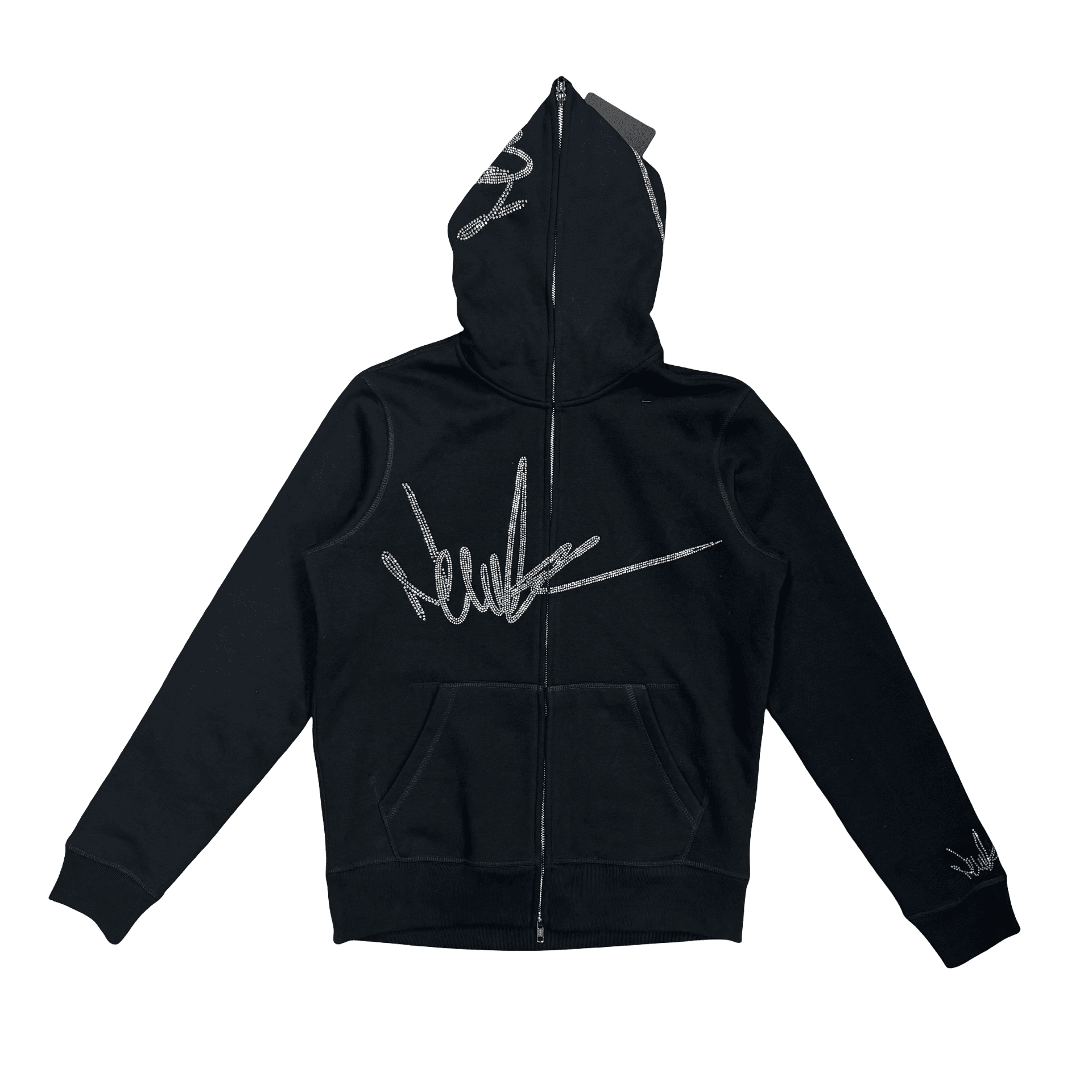 New Yrrk Rainbow Iridescent Rhinestone Zip Up Hoodie Black — photo 1 of 2