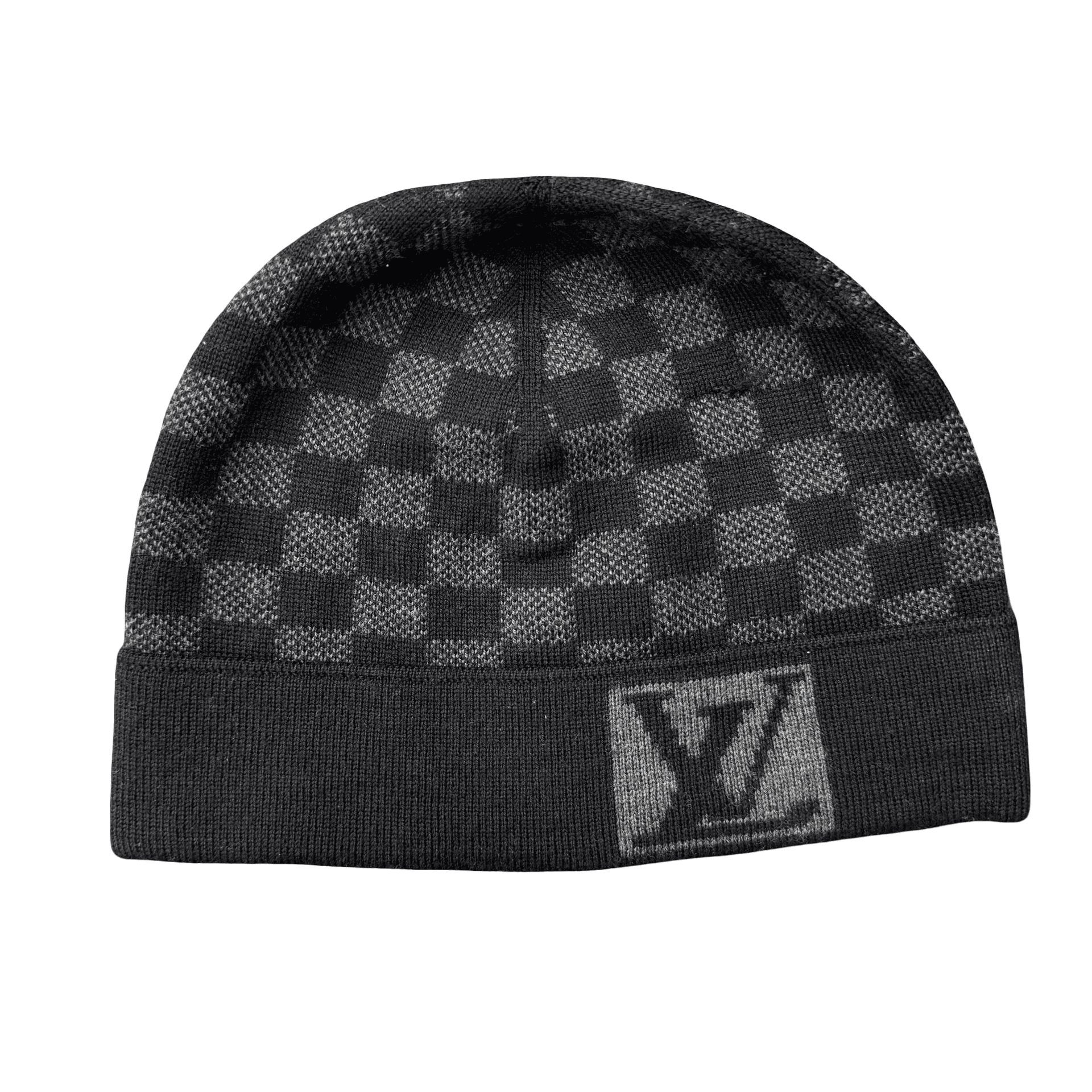 Louis Vuitton Petit Damier Beanie Hat Noir Black Grey