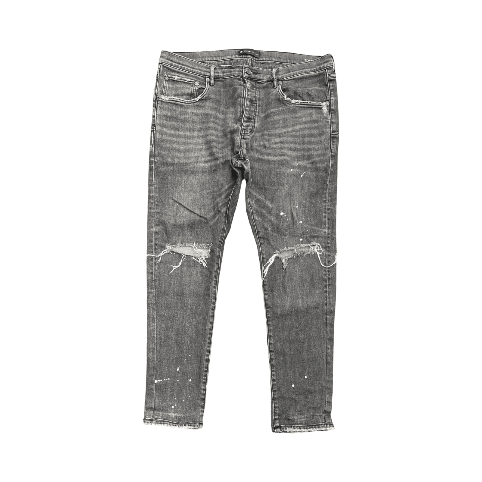 Purple Brand P001 Low Rise Skinny Jeans Worn Grey Knee Slit Jeans — photo 1 of 2