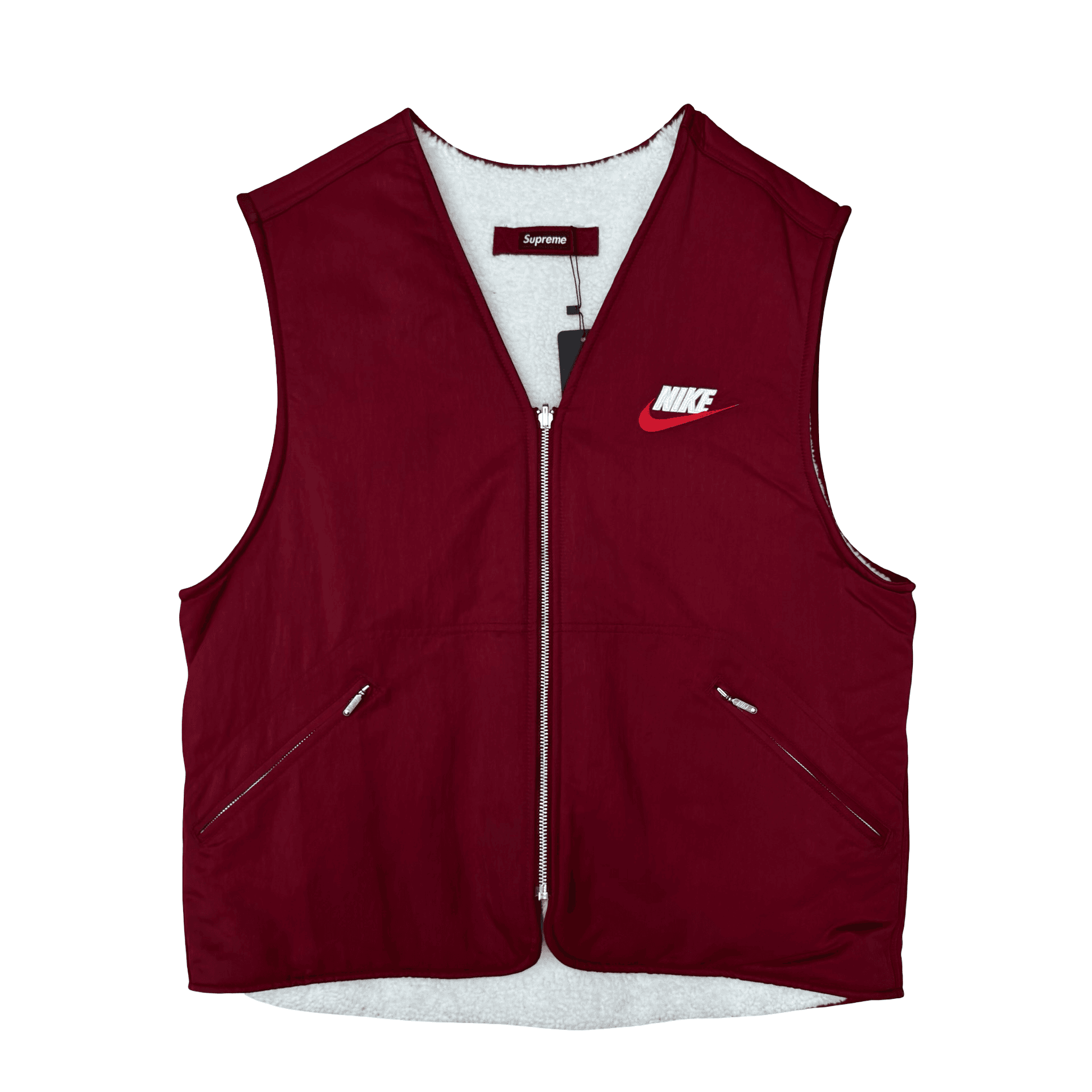 Supreme x Nike Reversible Nylon Sherpa Vest Red — photo 1 of 2