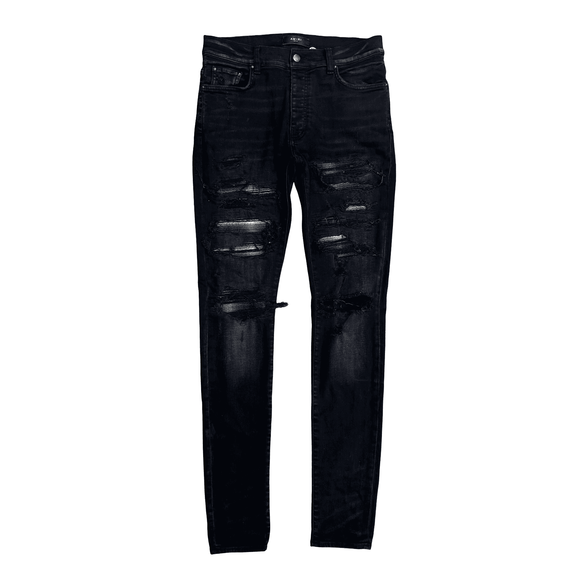 Amiri MX1 Distressed Patch Jeans Black — photo 1 of 2