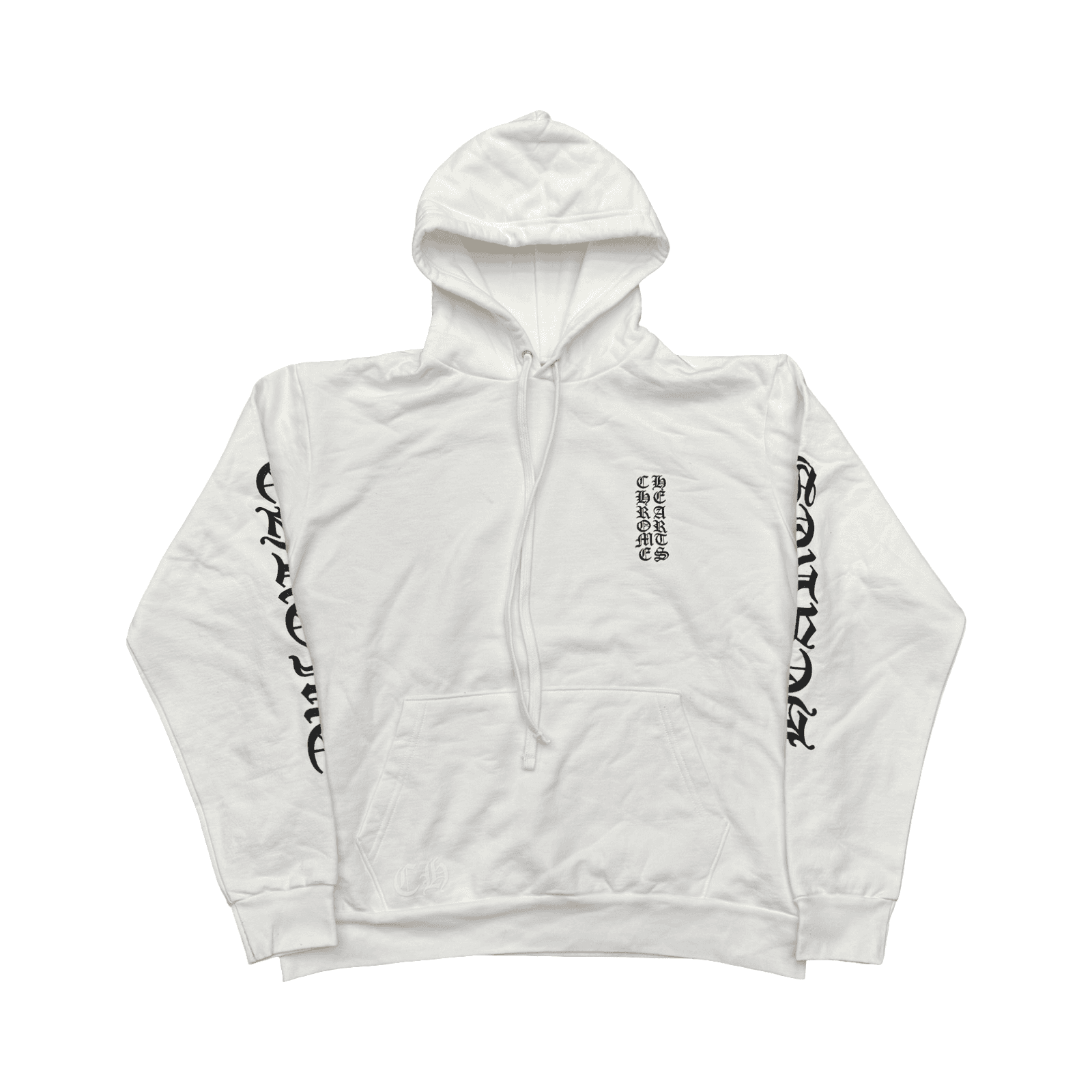 Chrome Heart Vertical Logo Hoodie White