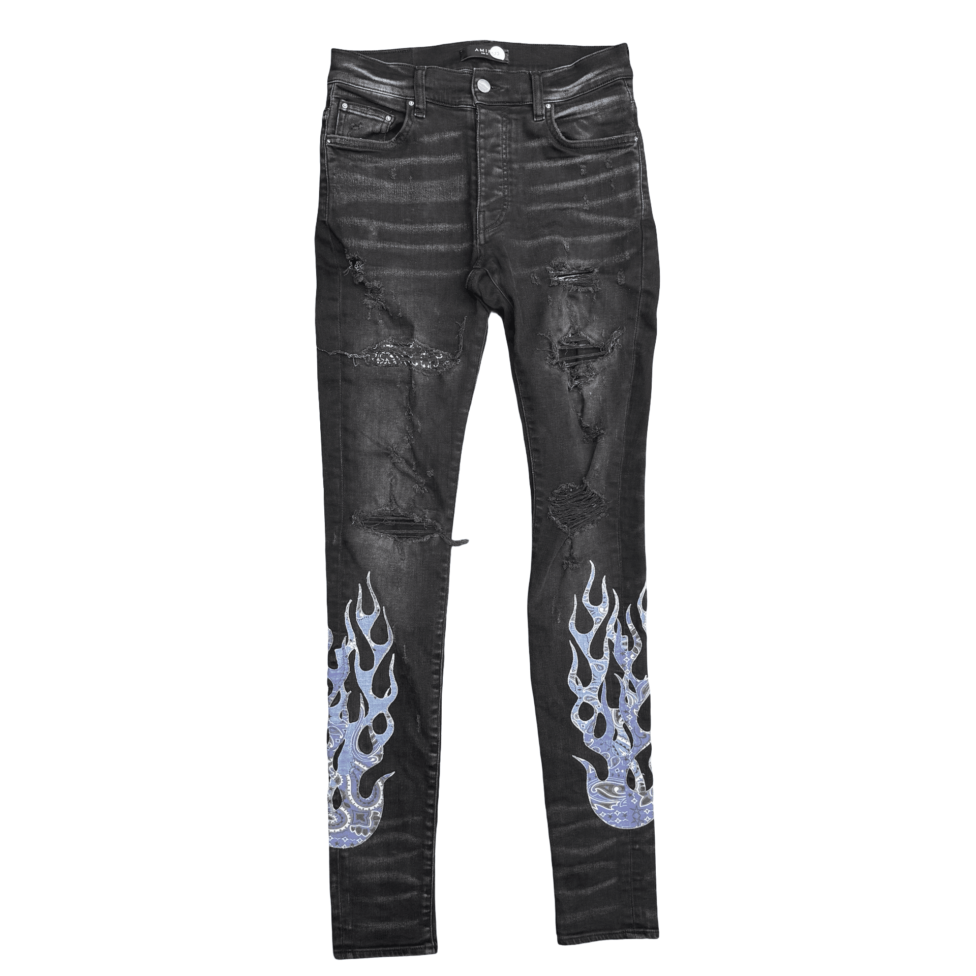 Amiri Bandana Flame Jeans Black Blue — photo 1 of 2