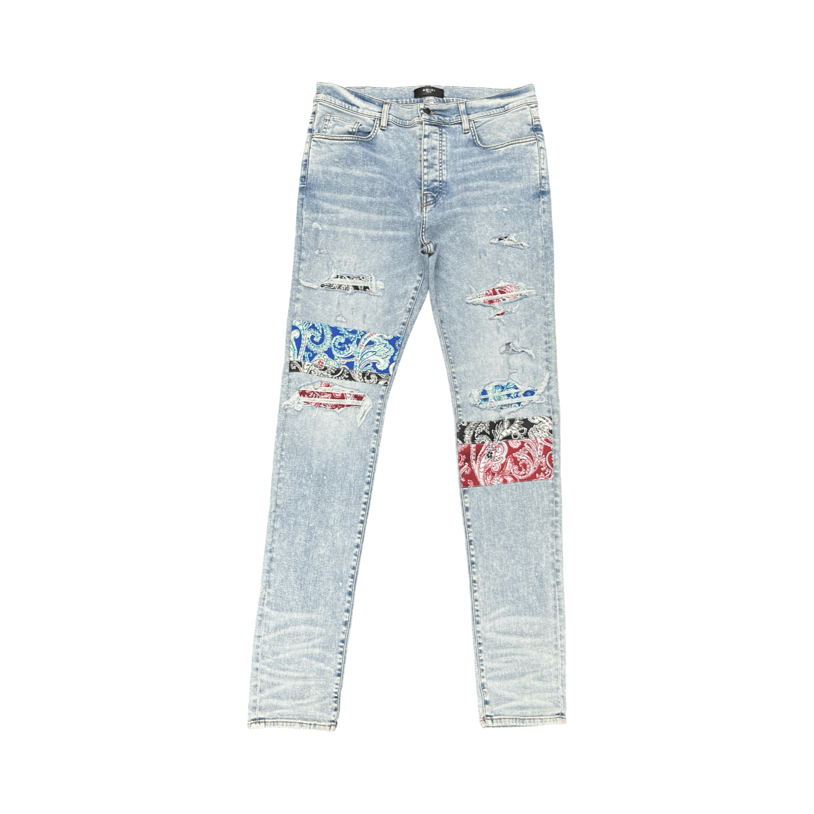 Amiri Pajama Art Patch Jeans Light Blue
