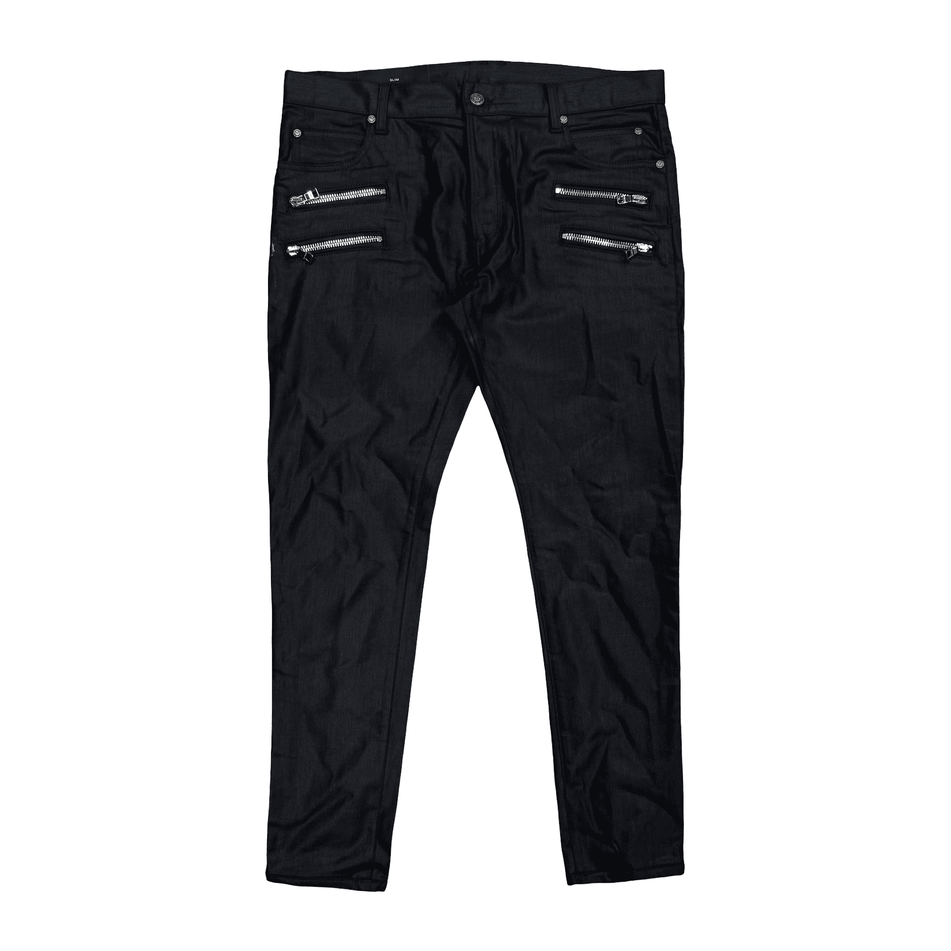 Balmain Ribbed Coated Denim Jeans Black — photo 1 of 2