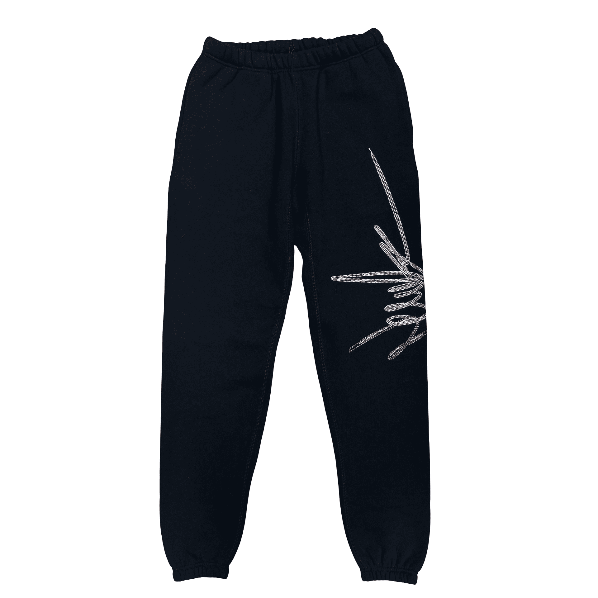 New Yrrk White & Orange Rhinestone Sweatpants Black — photo 1 of 2