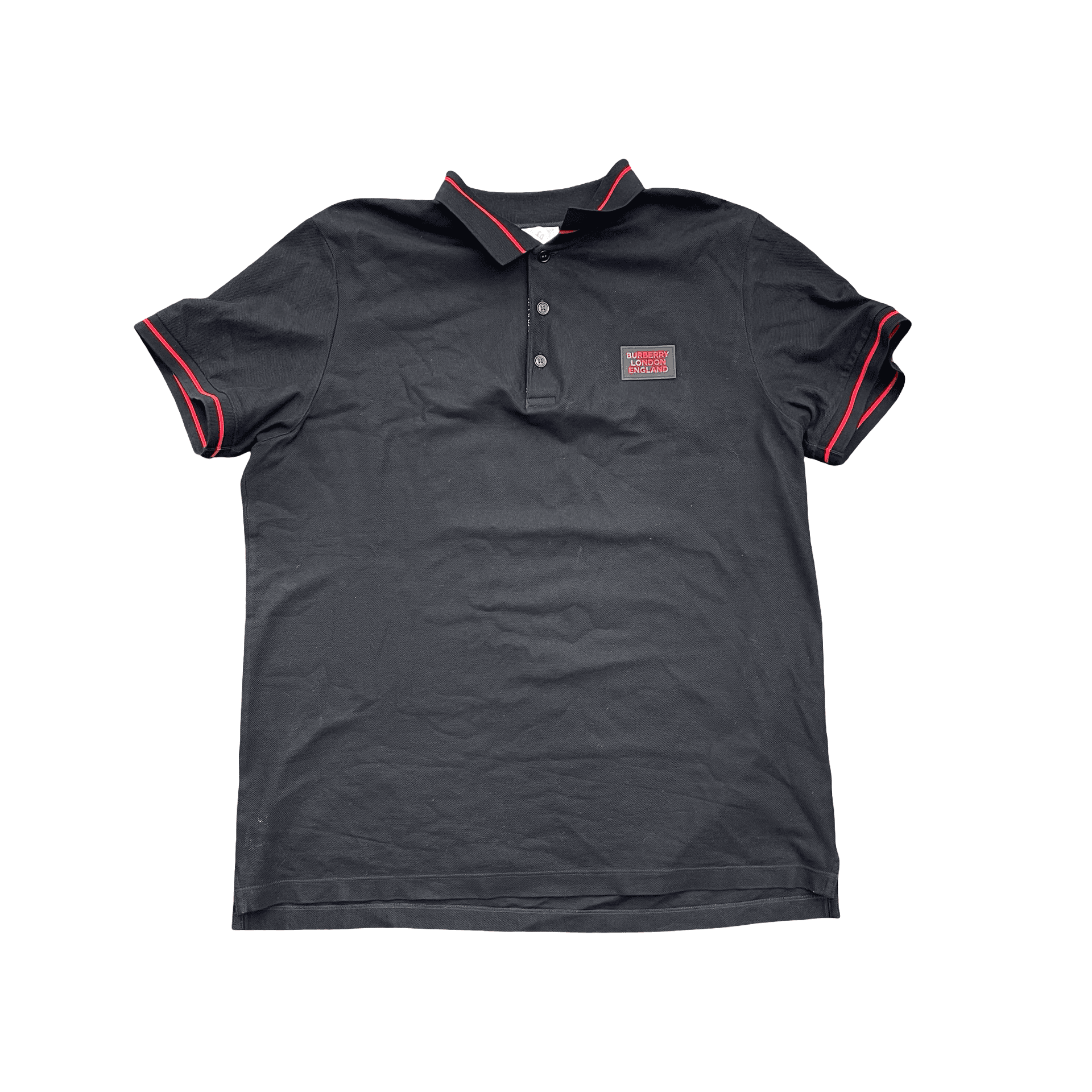 Burberry Logo Patch Tipped Cotton Polo Shirt