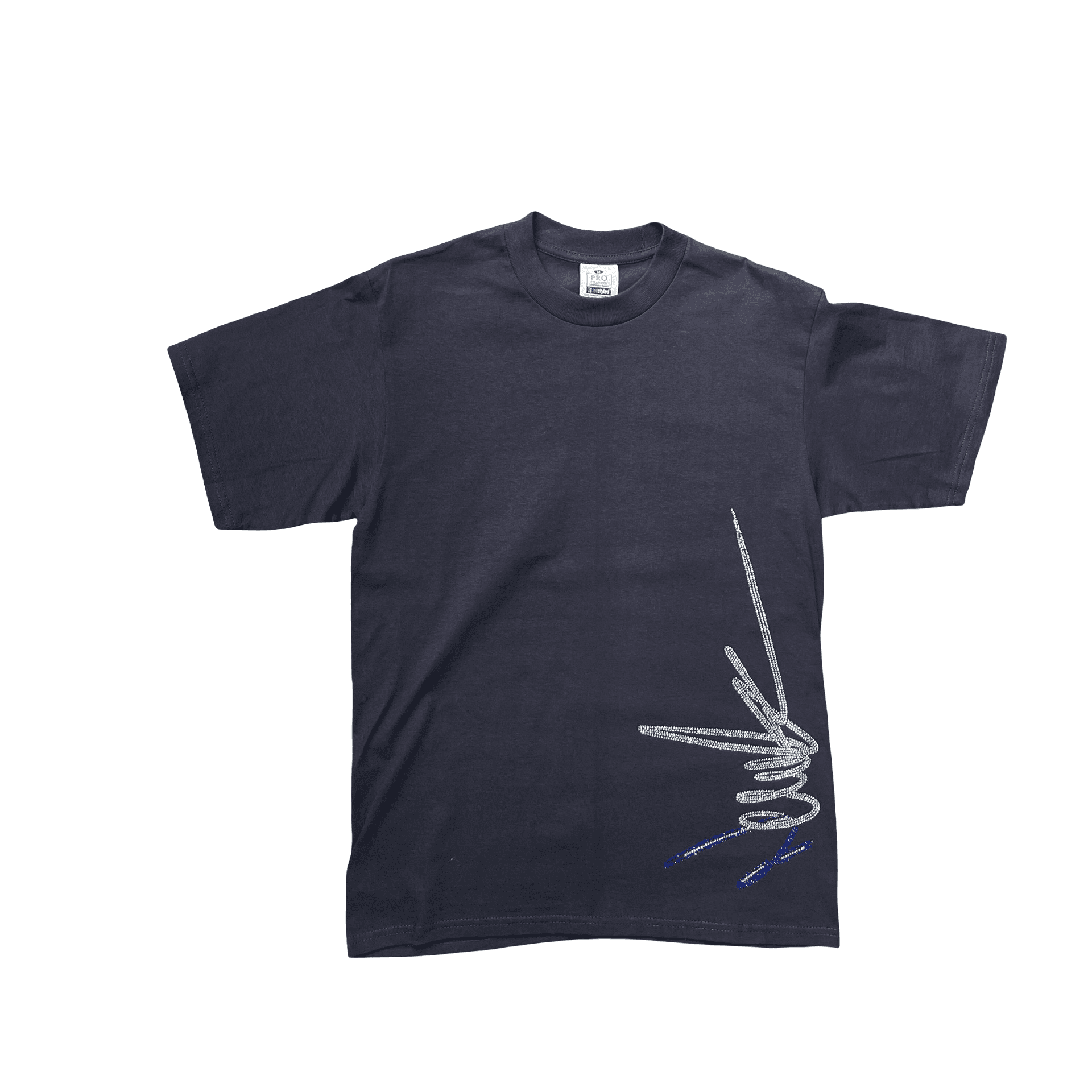 New Yrrk Navy T-Shirt Side Logo White Blue Crystals — photo 1 of 2