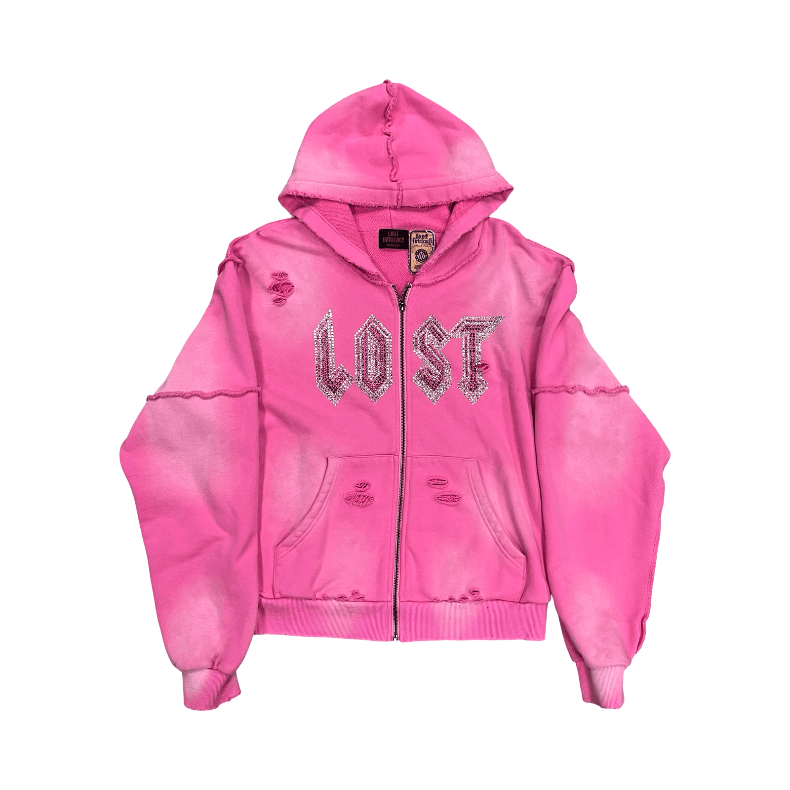 Lost Intricacy Rhinestone Zip Up Hoodie Pink — photo 1 of 2