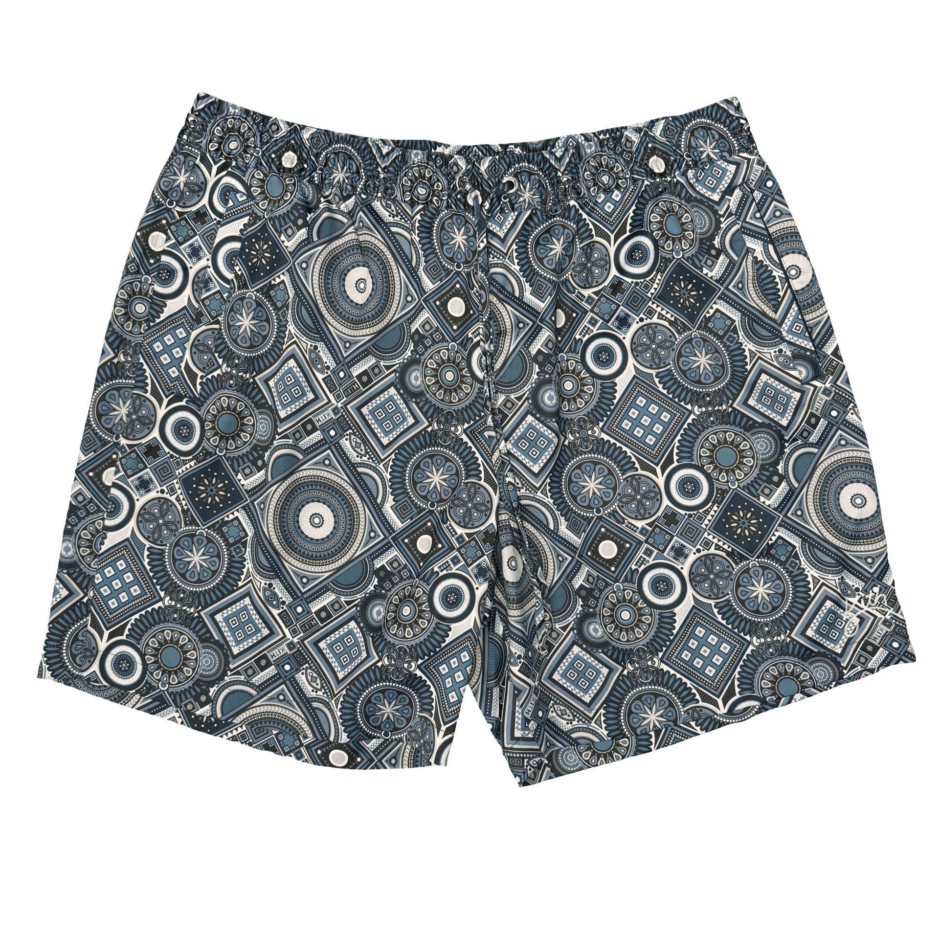Kith Hardaway Satin Moroccan Geometric Pattern Shorts Blue — photo 1 of 2