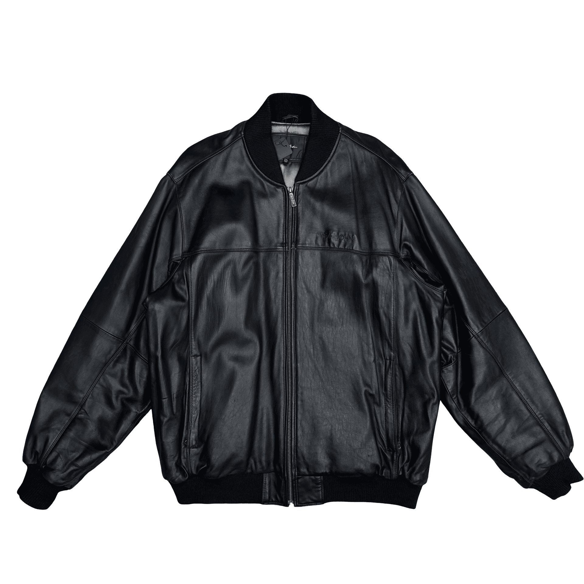Sean John Signature Logo Genuine Leather Jacket Black — photo 1 of 2