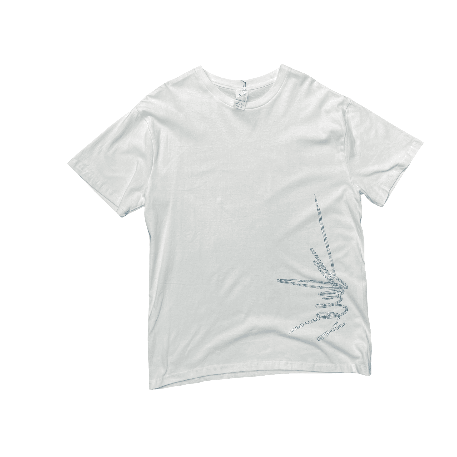 New Yrrk White T-Shirt Side Logo White Light Blue Crystals — photo 1 of 2