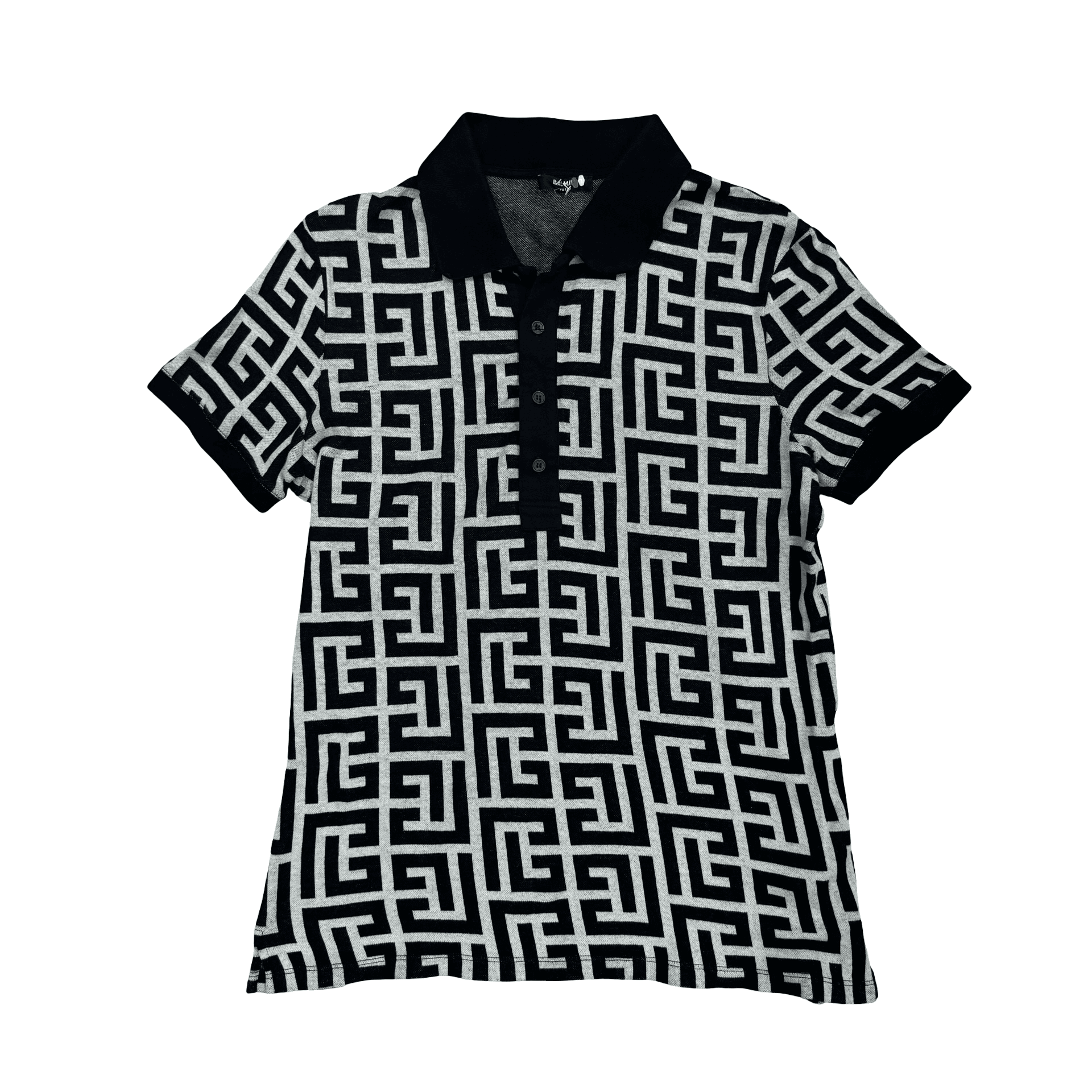 Balmain Monogram Jacquard Polo Shirt Black White — photo 1 of 2
