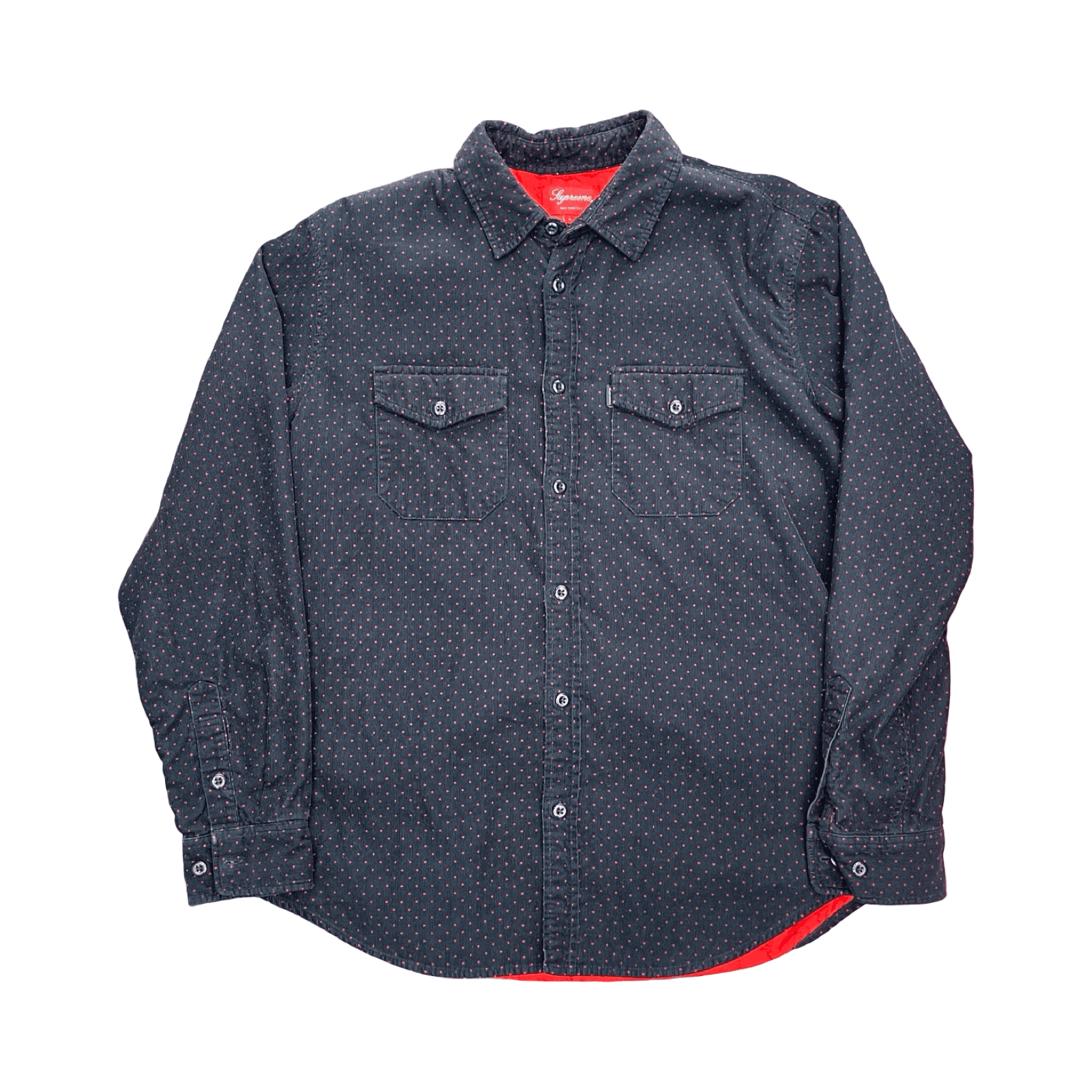 Supreme Corduroy Polka Dot Quilted Navy Shirt — photo 1 of 2