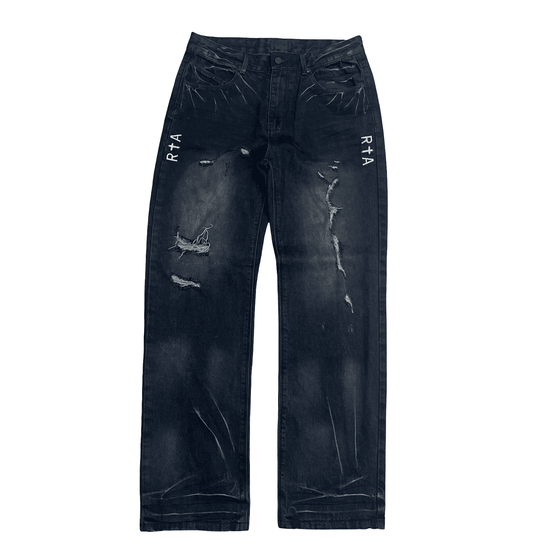 RTA Jonas Distressed Straight Leg Jeans Black — photo 1 of 2