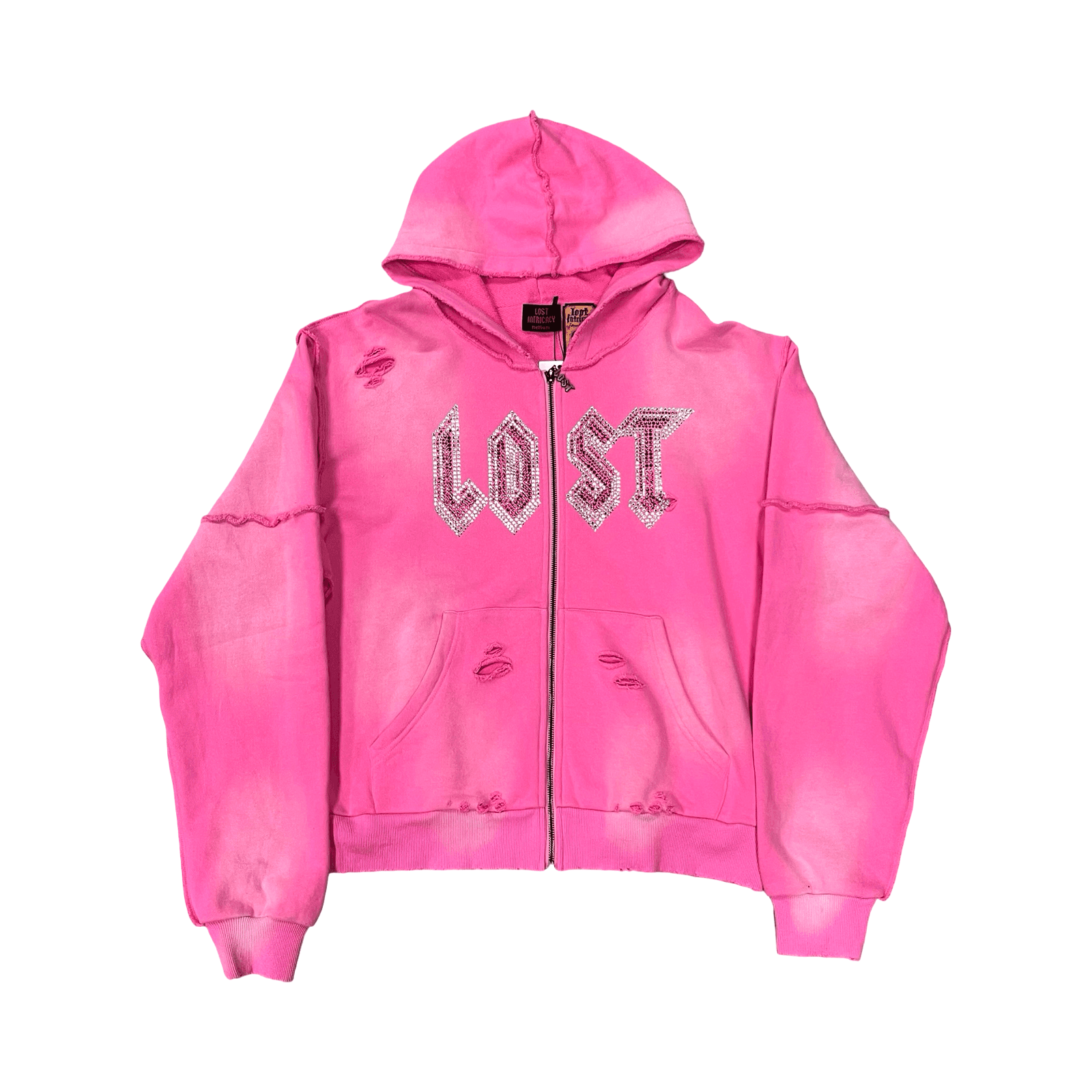 Lost Intricacy Rhinestone Zip Up Hoodie Pink — photo 1 of 2