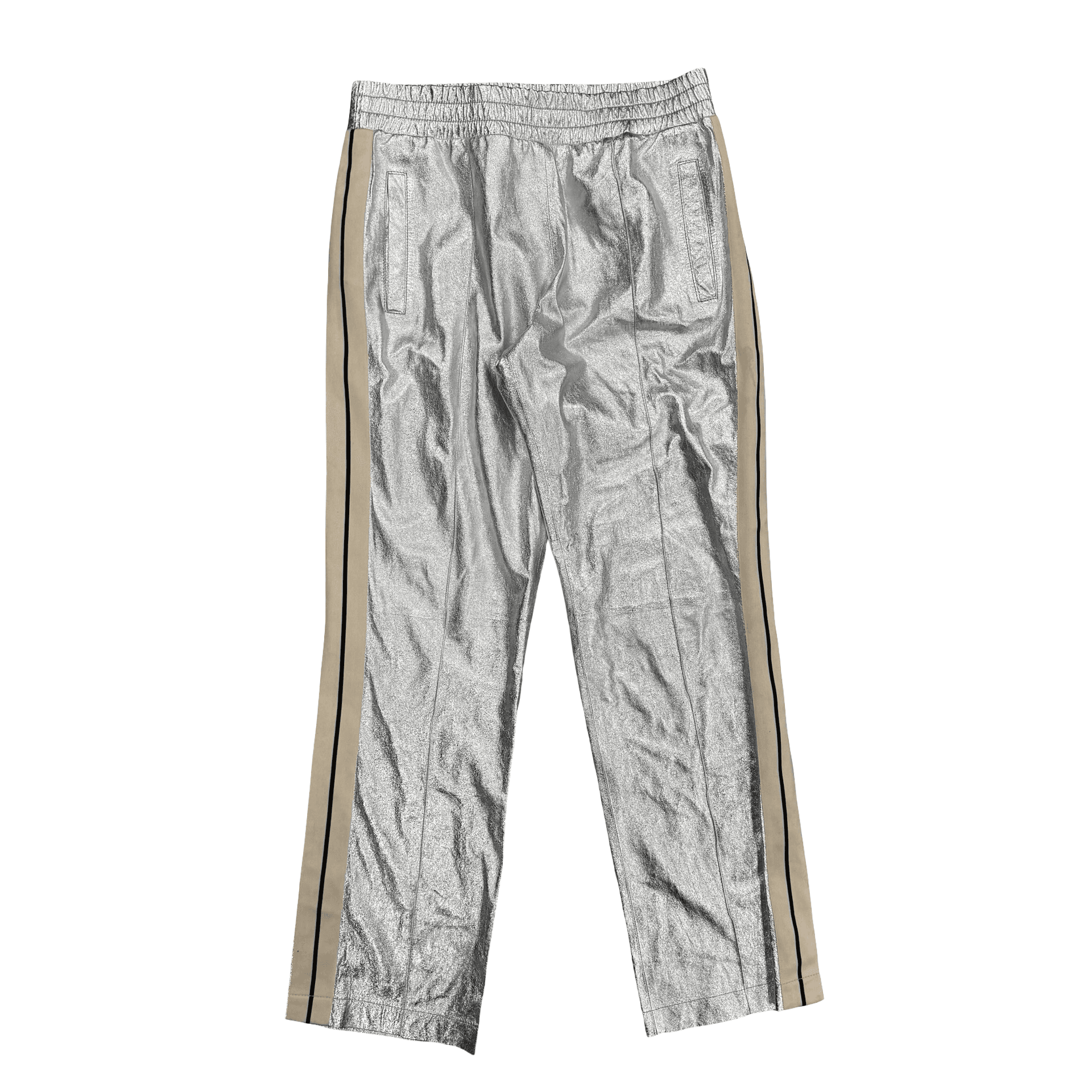 Palm Angels Metallic Leather Trousers Silver — photo 1 of 2