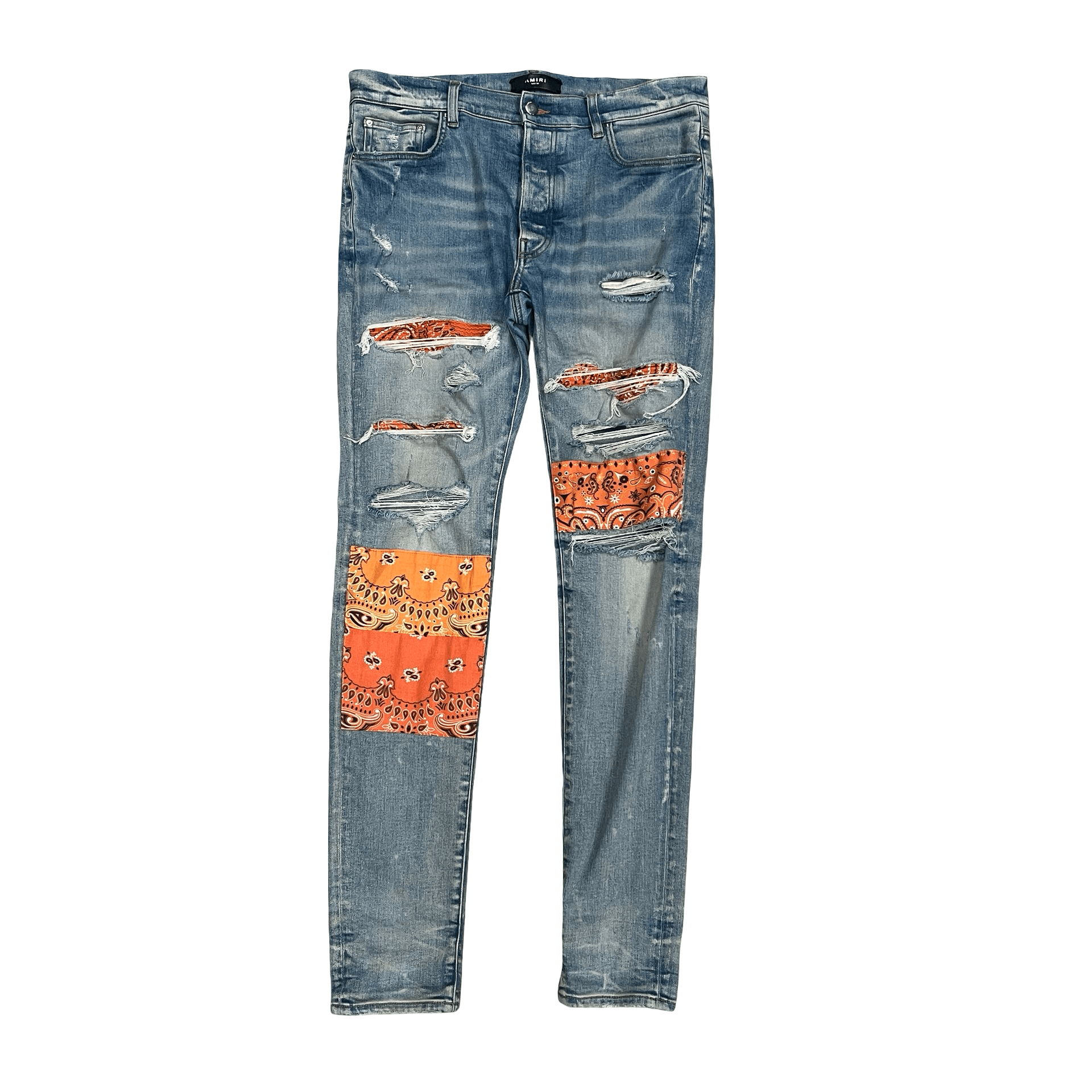 Amiri Vintage Bandana Artpatch Jeans Clay Indigo