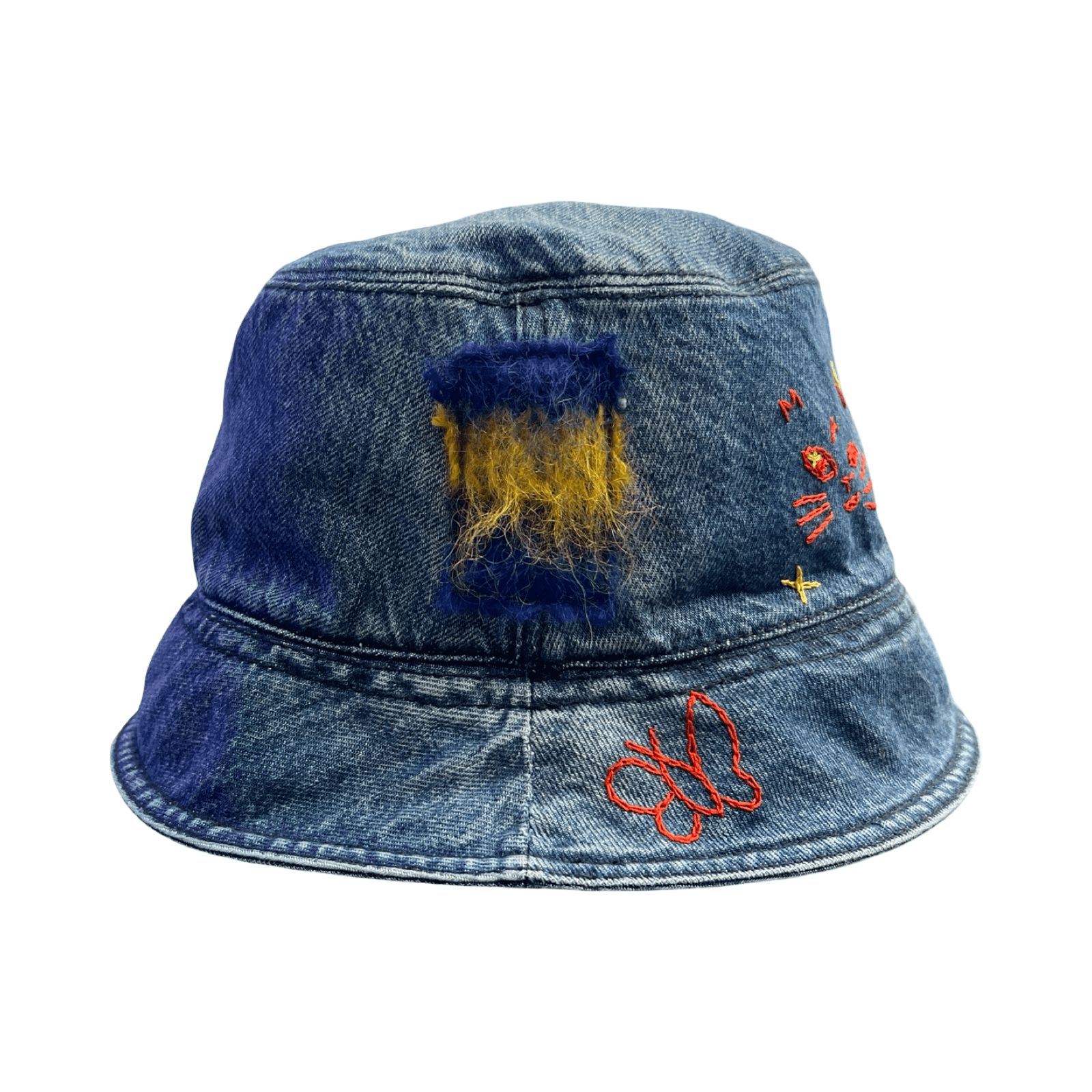 Marni Stonewashed Organic Blue Denim Mohair Bucket Hat