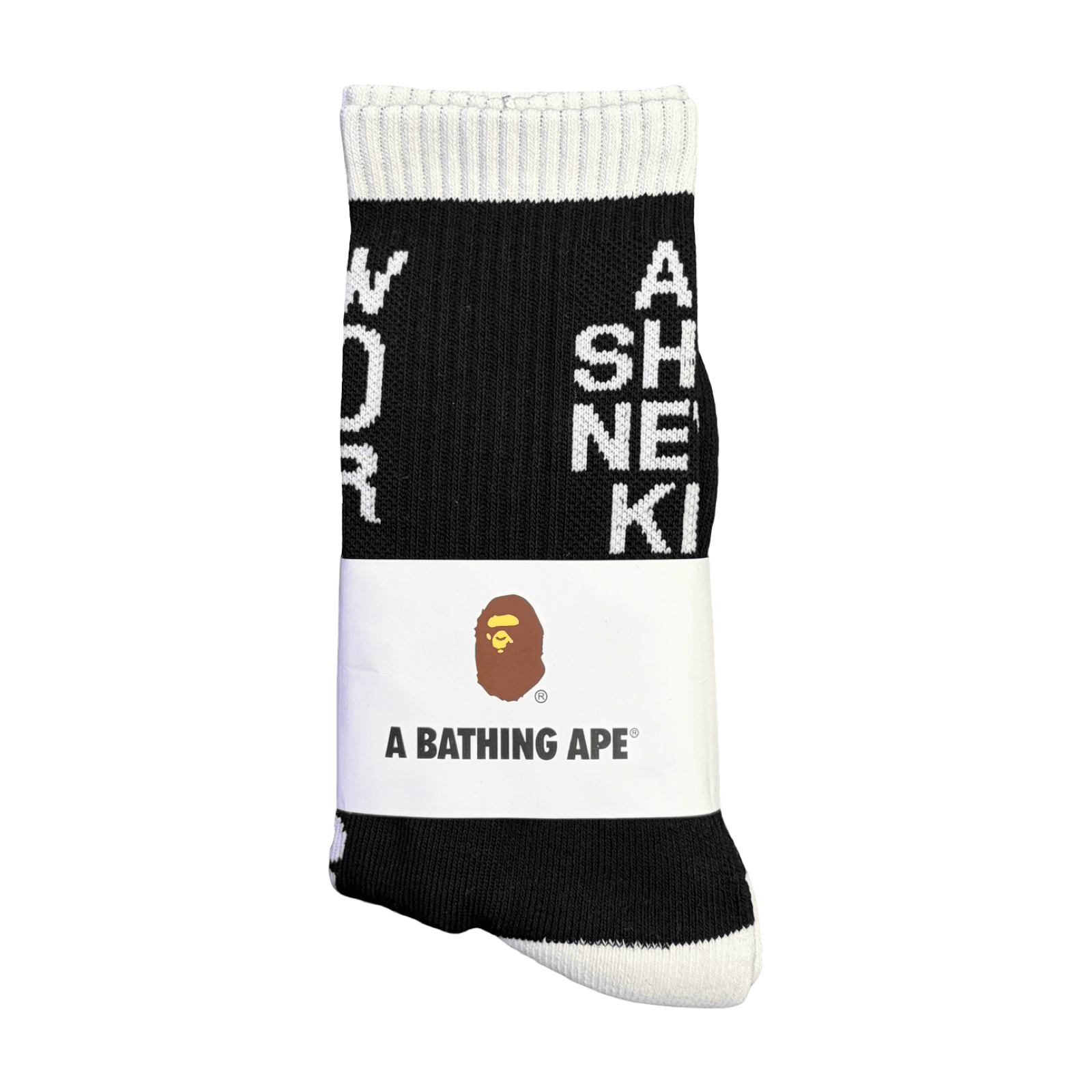 Bape Ape Shall Never Kill Ape Crew Socks Black White — photo 1 of 2