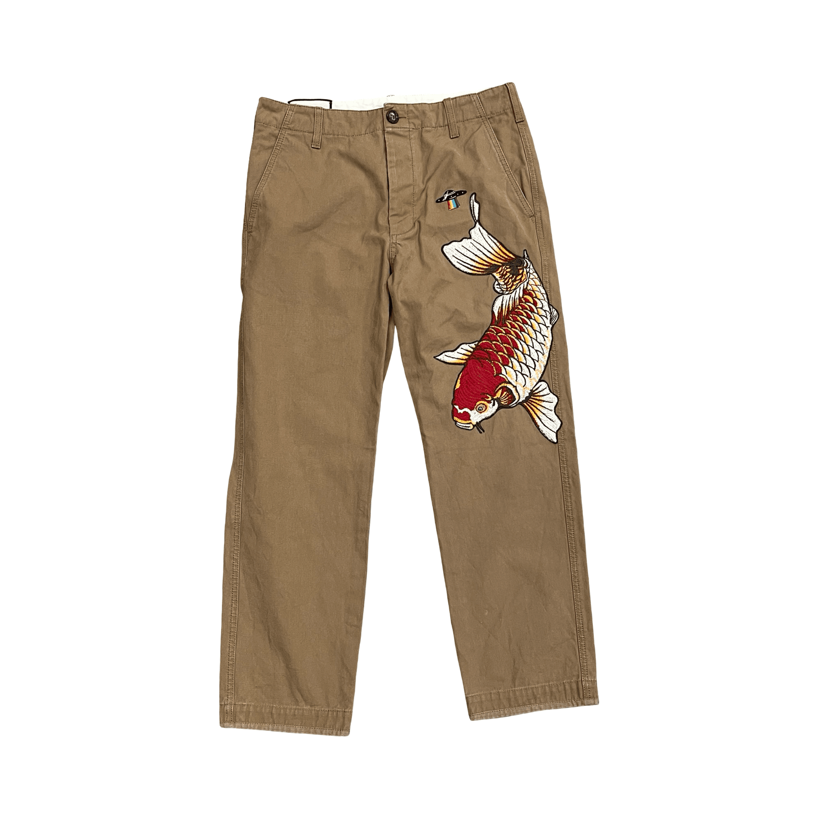 Gucci Embroidered Koi Fish Pants Khaki