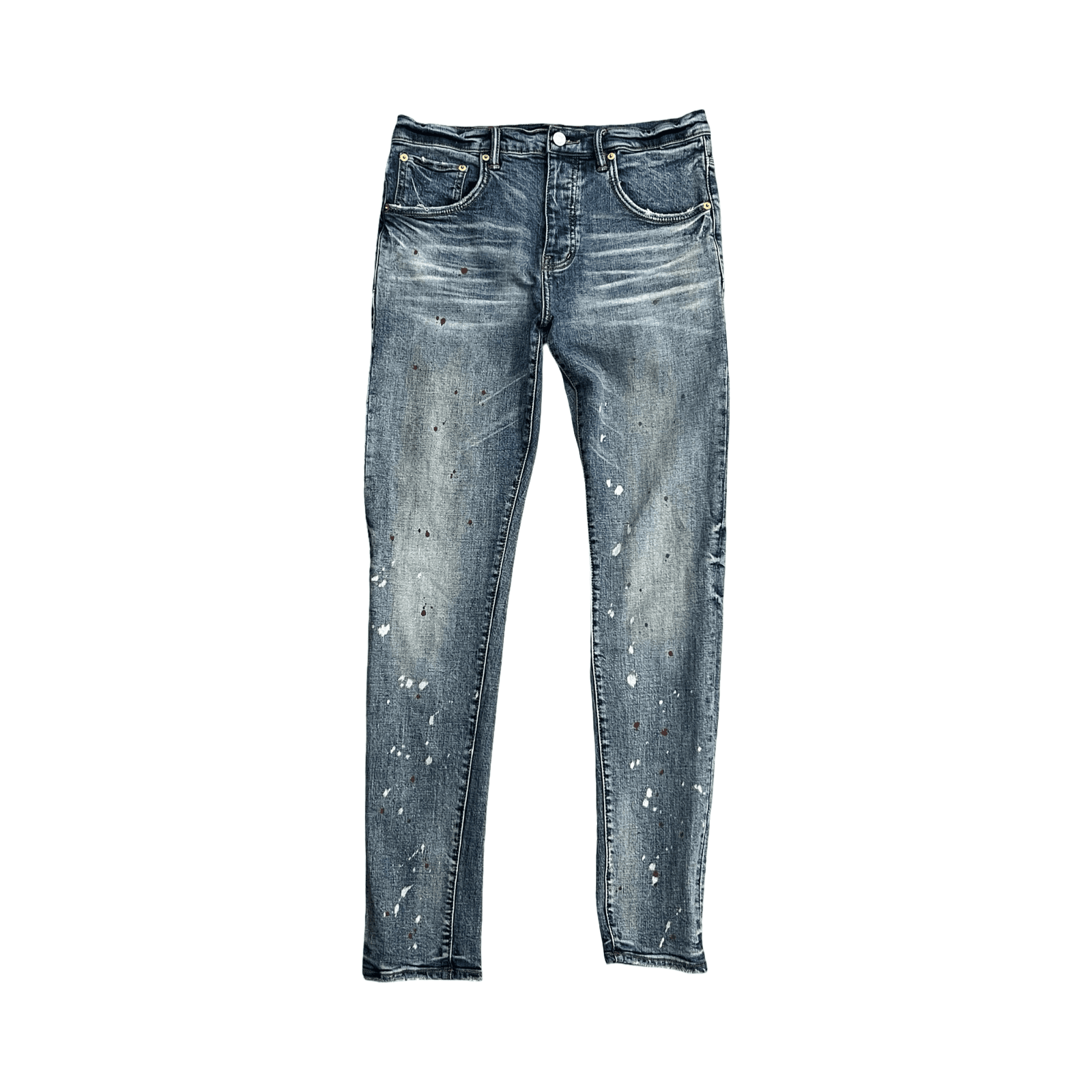 Purple Brand P002 Paint Splatter Jeans Washed Blue