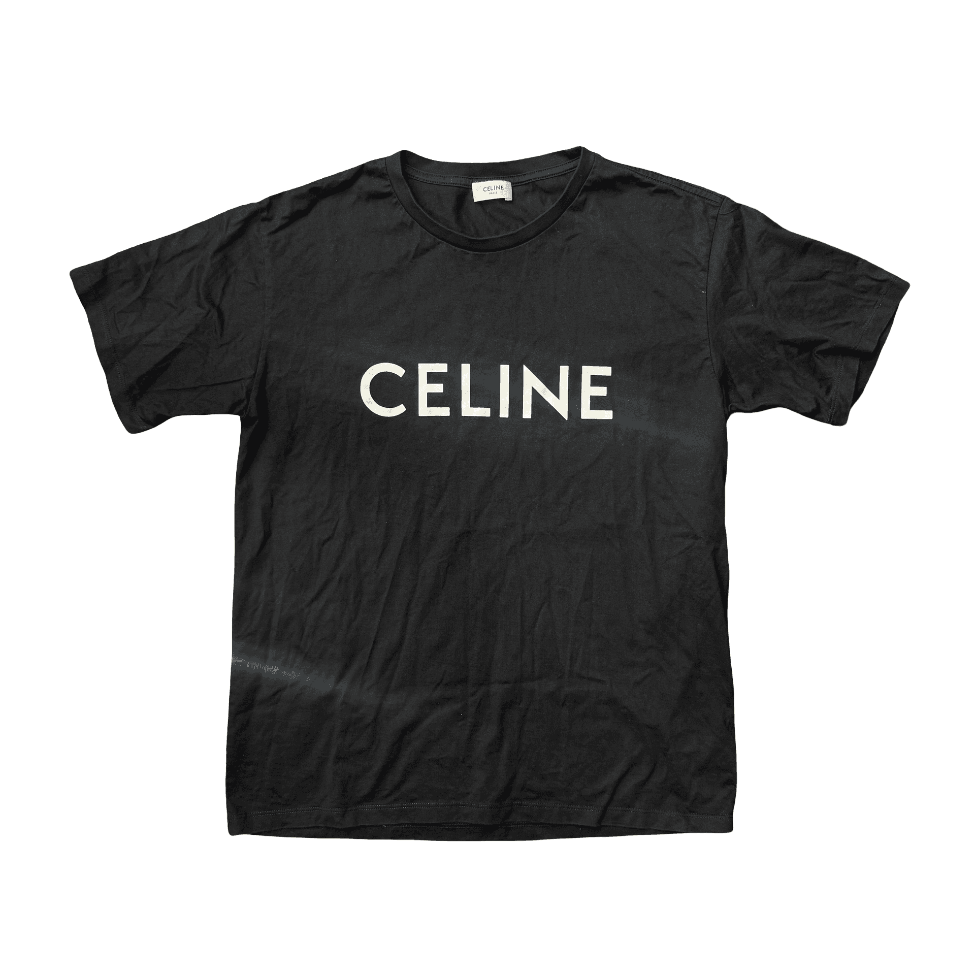 Celine Logo Cotton T-Shirt Black White