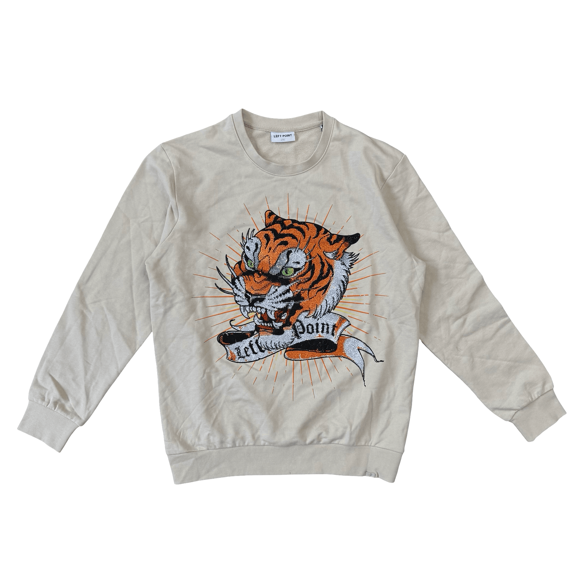 Left Point Tiger Rhinestone Sweatshirt Beige — photo 1 of 2