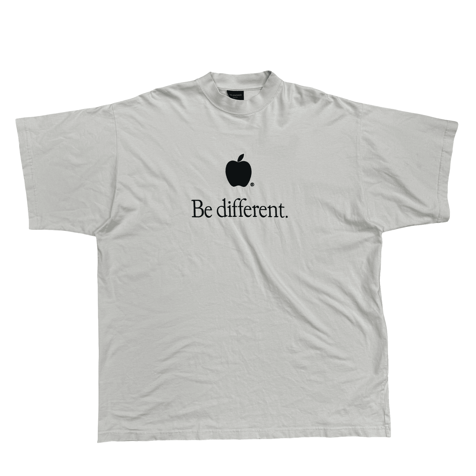 Balenciaga Be Different Apple Logo Oversized Tee Vintage White